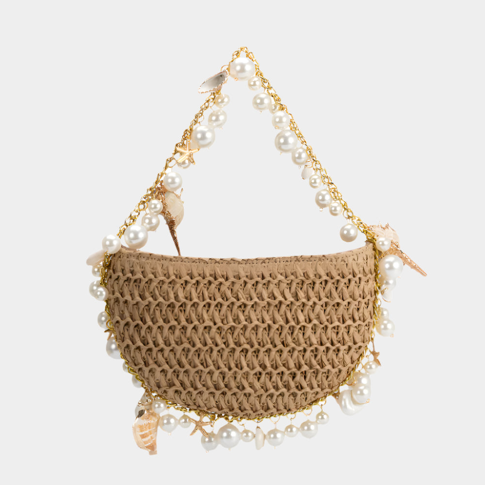 Mini Bahari Raffia Shoulder Bag - Sable Doux