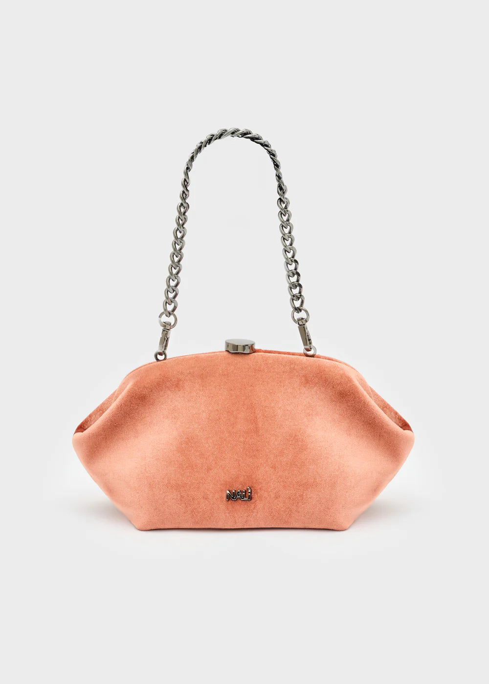 Peach Anika Velvet Clutch Bag