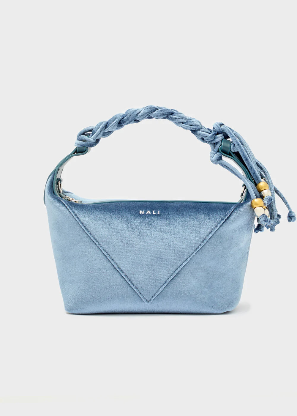 Blu Amara Small Velvet Top-Handle Bag