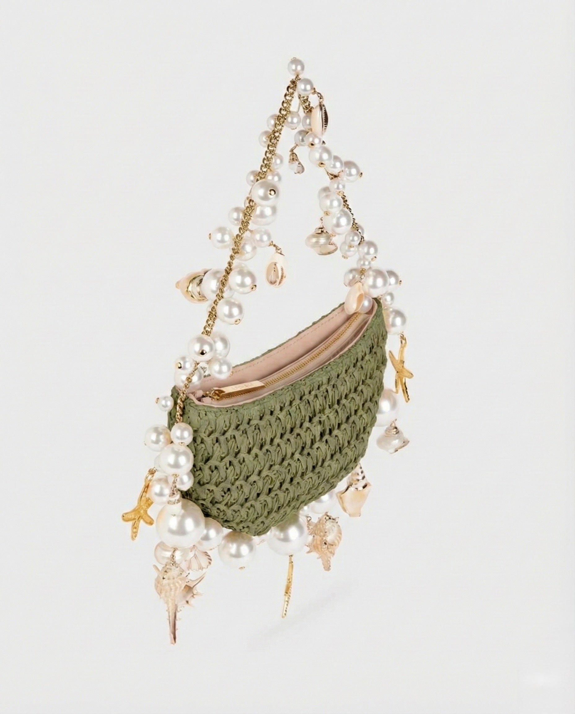 Bahari Raffia Shoulder Bag - Verde Palma