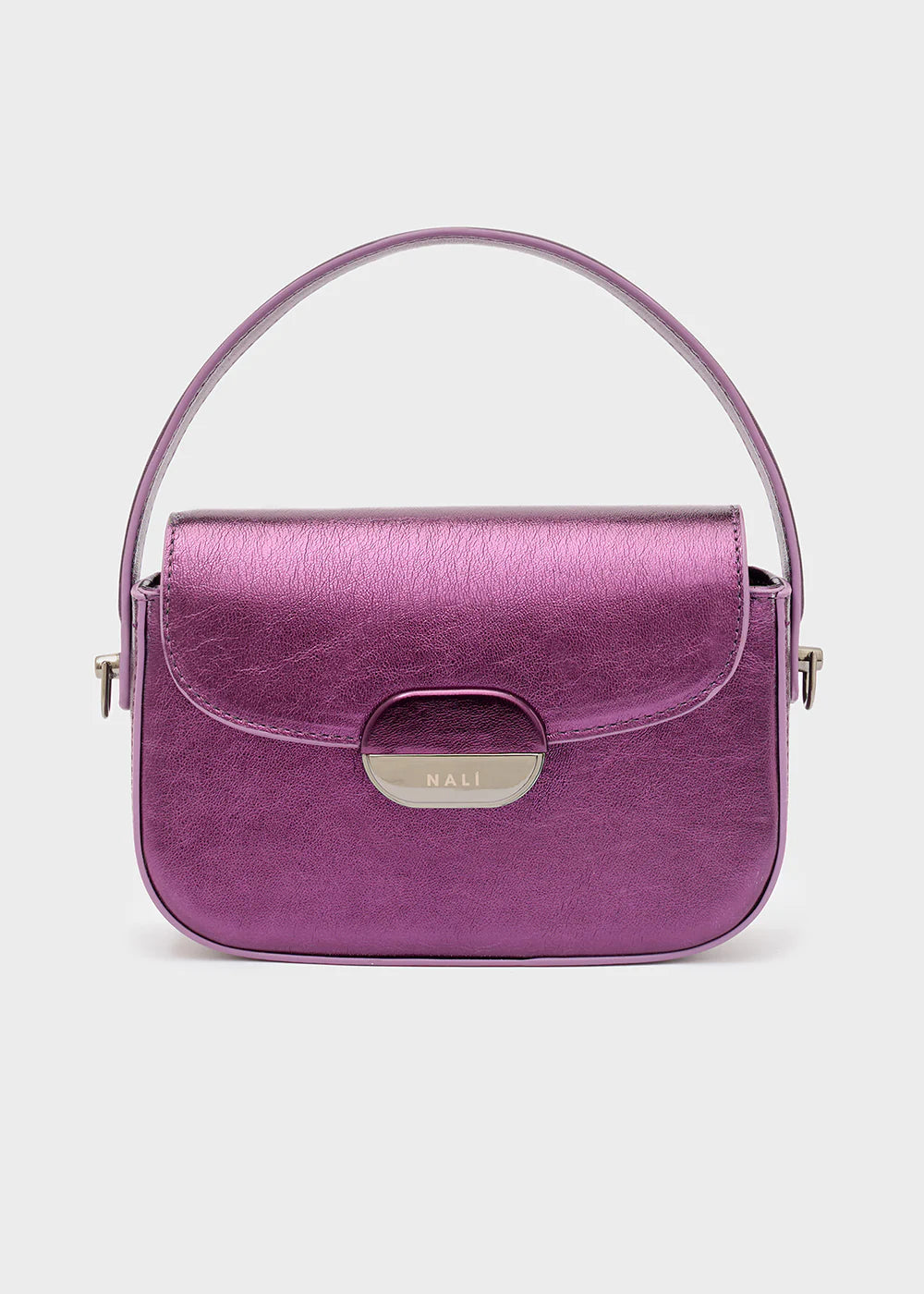 Plum Gia Metallic Top-Handle Bag