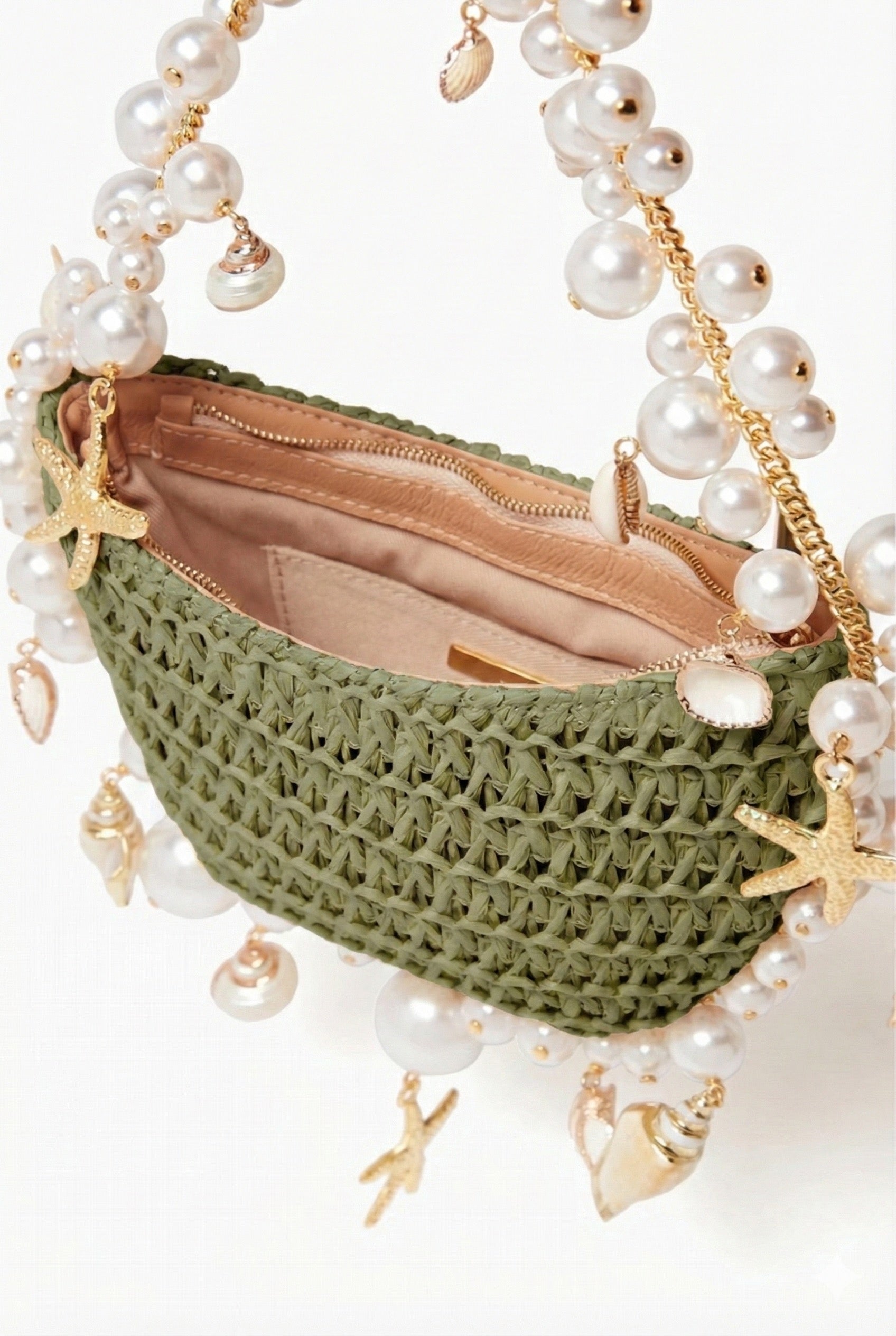 Bahari Raffia Shoulder Bag - Verde Palma