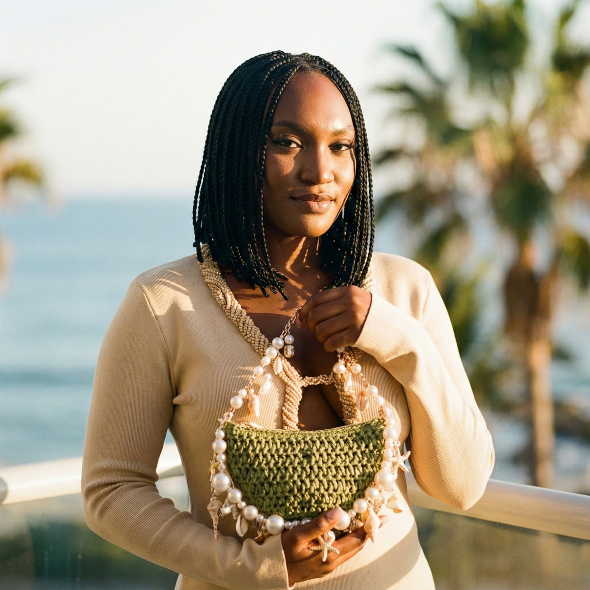 Bahari Raffia Shoulder Bag