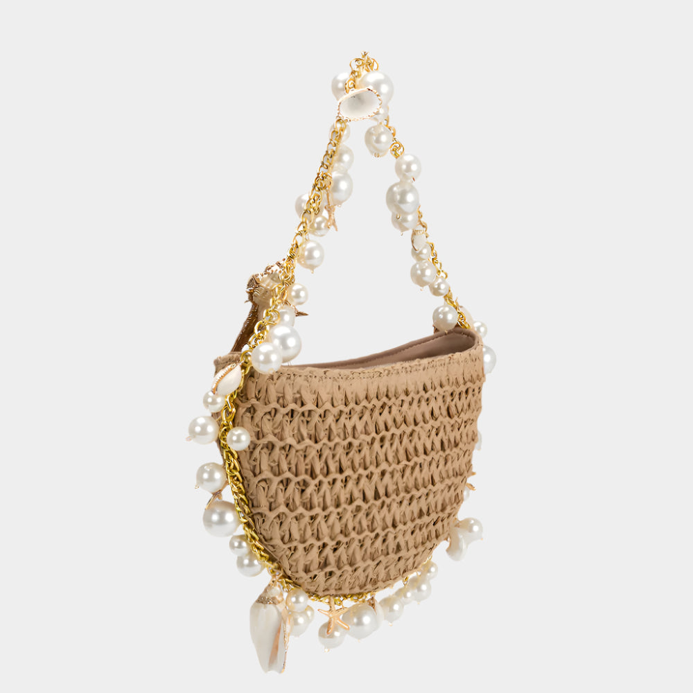 Mini Bahari Raffia Shoulder Bag - Sable Doux