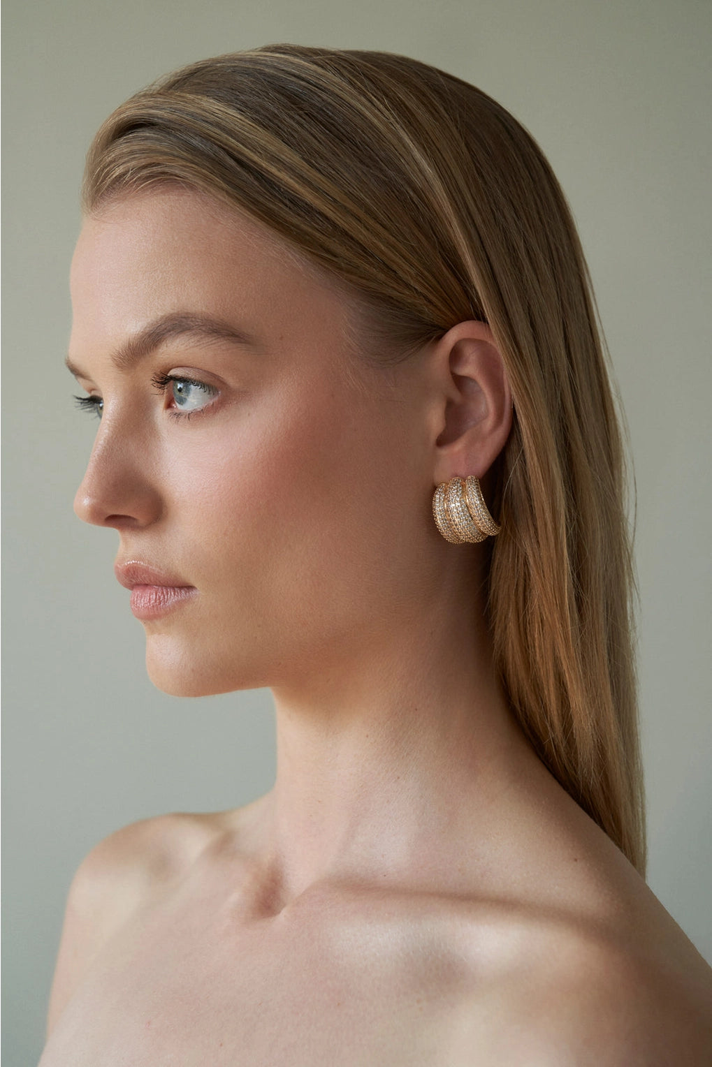 Pave Elsa Shield Earrings