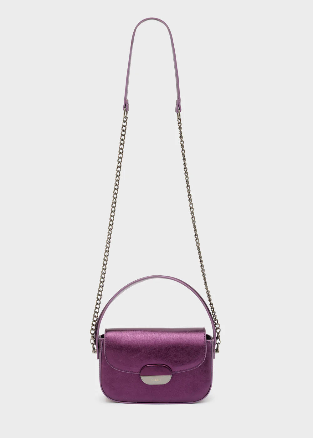Plum Gia Metallic Top-Handle Bag