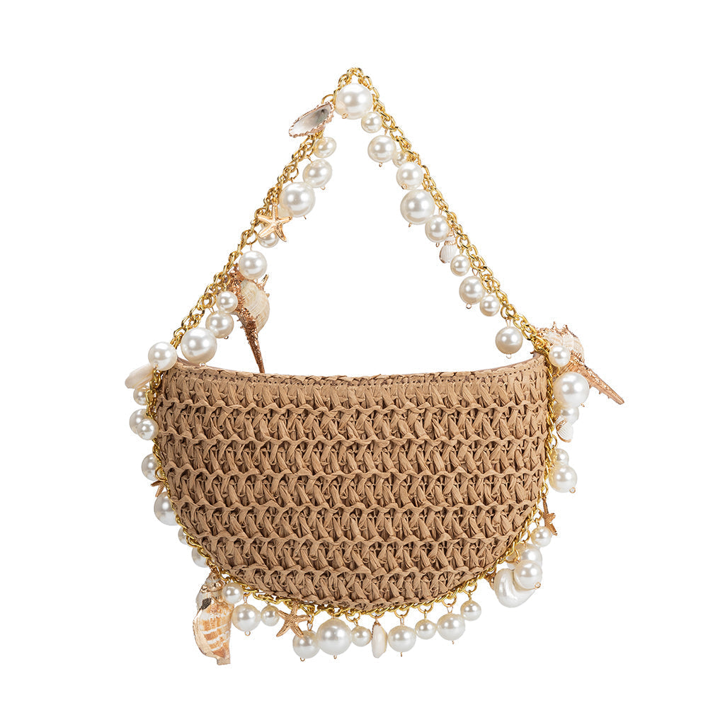 Bahari Raffia Shoulder Bag - Sand