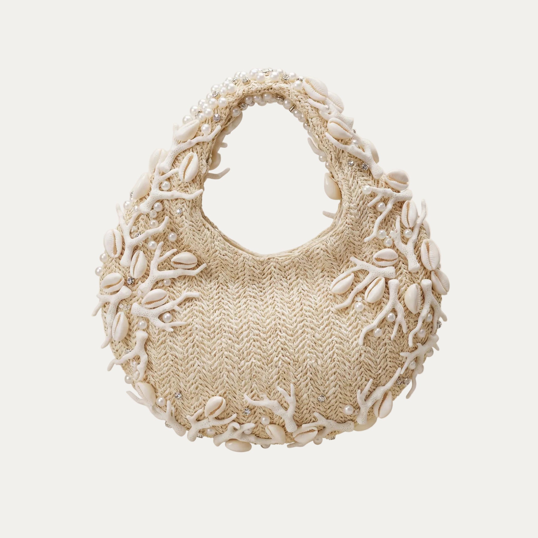 Lamu Raffia Shell & Coral Bag -  Ivory