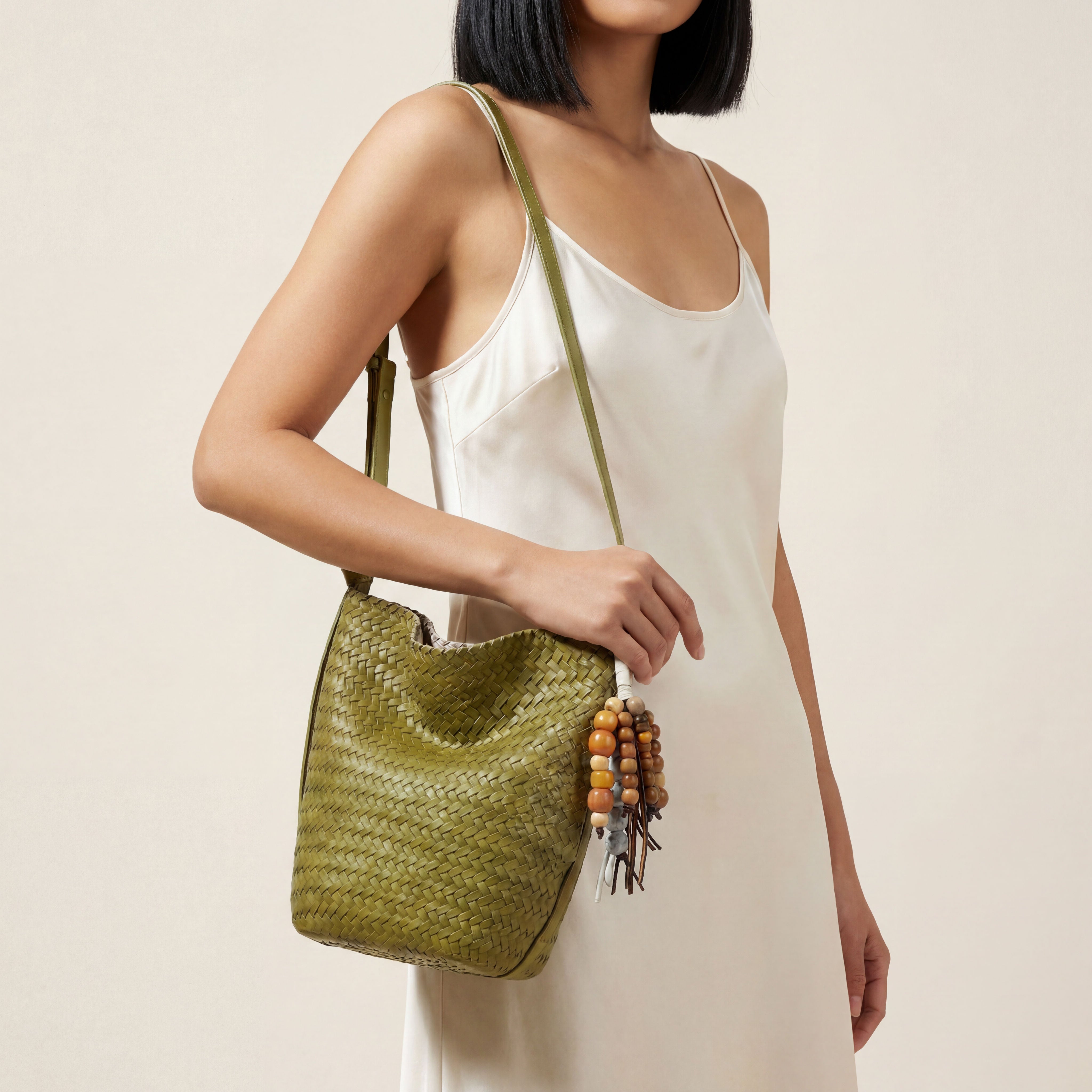 Kiondo Woven Bucket Bag in Sage
