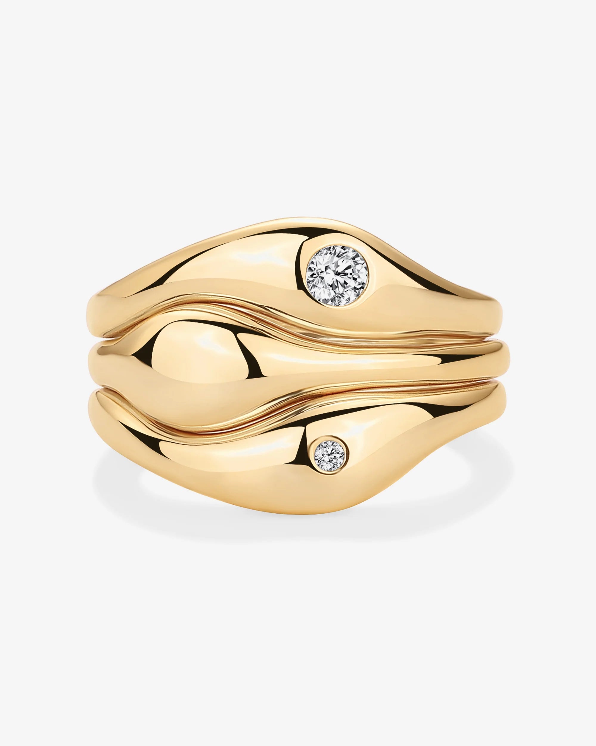 Gold Vermeil Diamond Triple Ring Stack Set