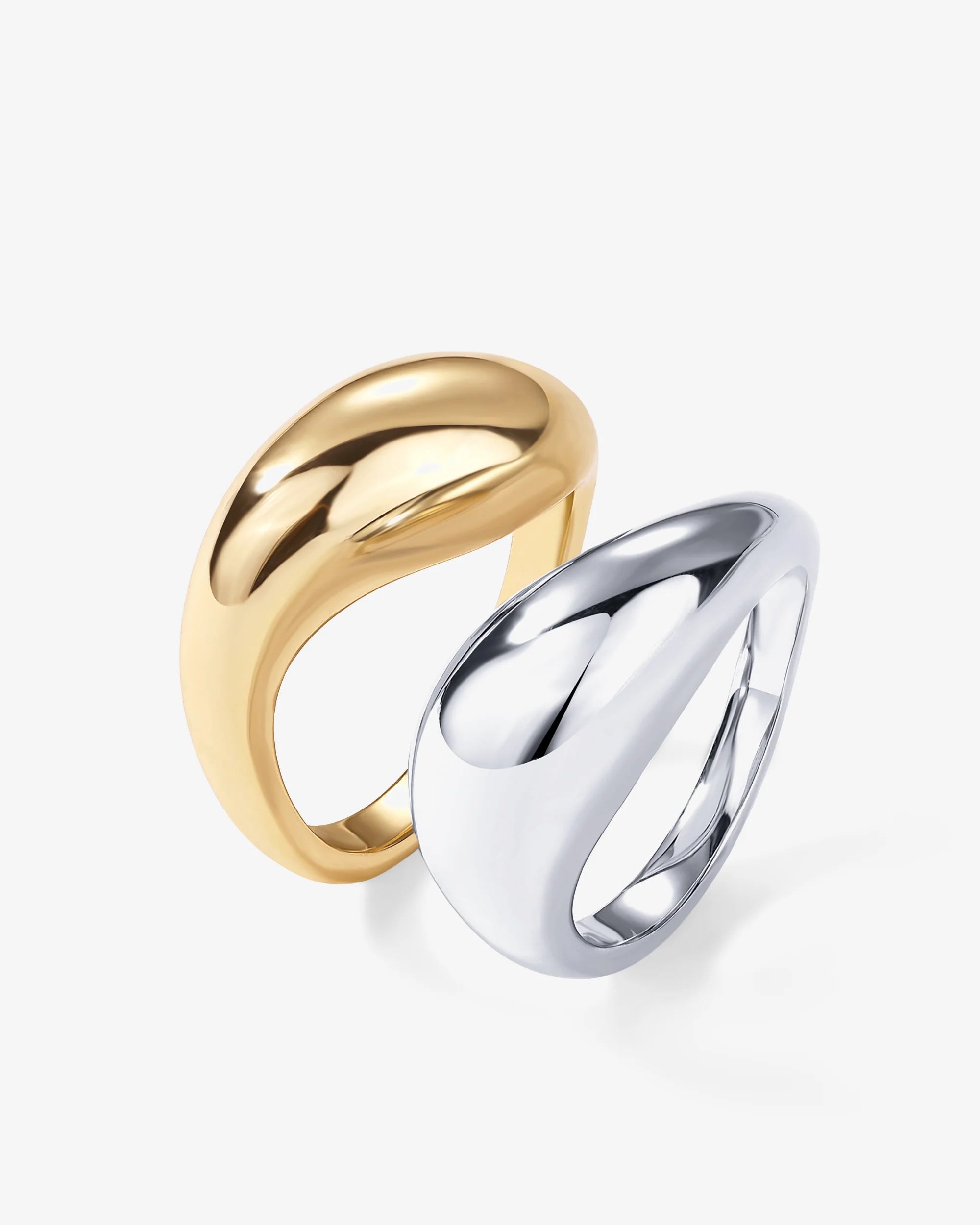 Chunky Two-Toned Stackable Ring Set-thumbmail-2