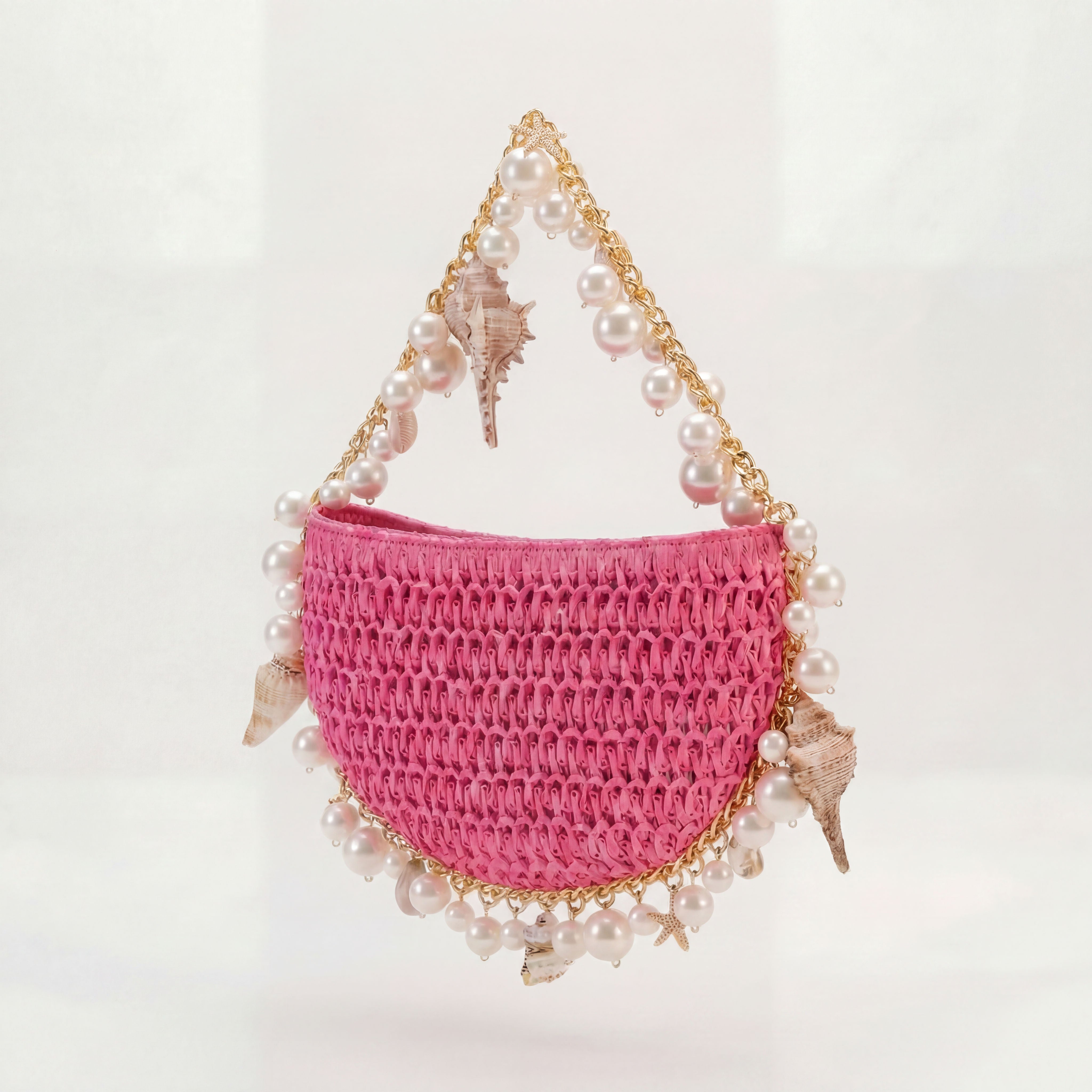 Handwoven pink raffia bag detail close-up, Pink Sands by Bahari
