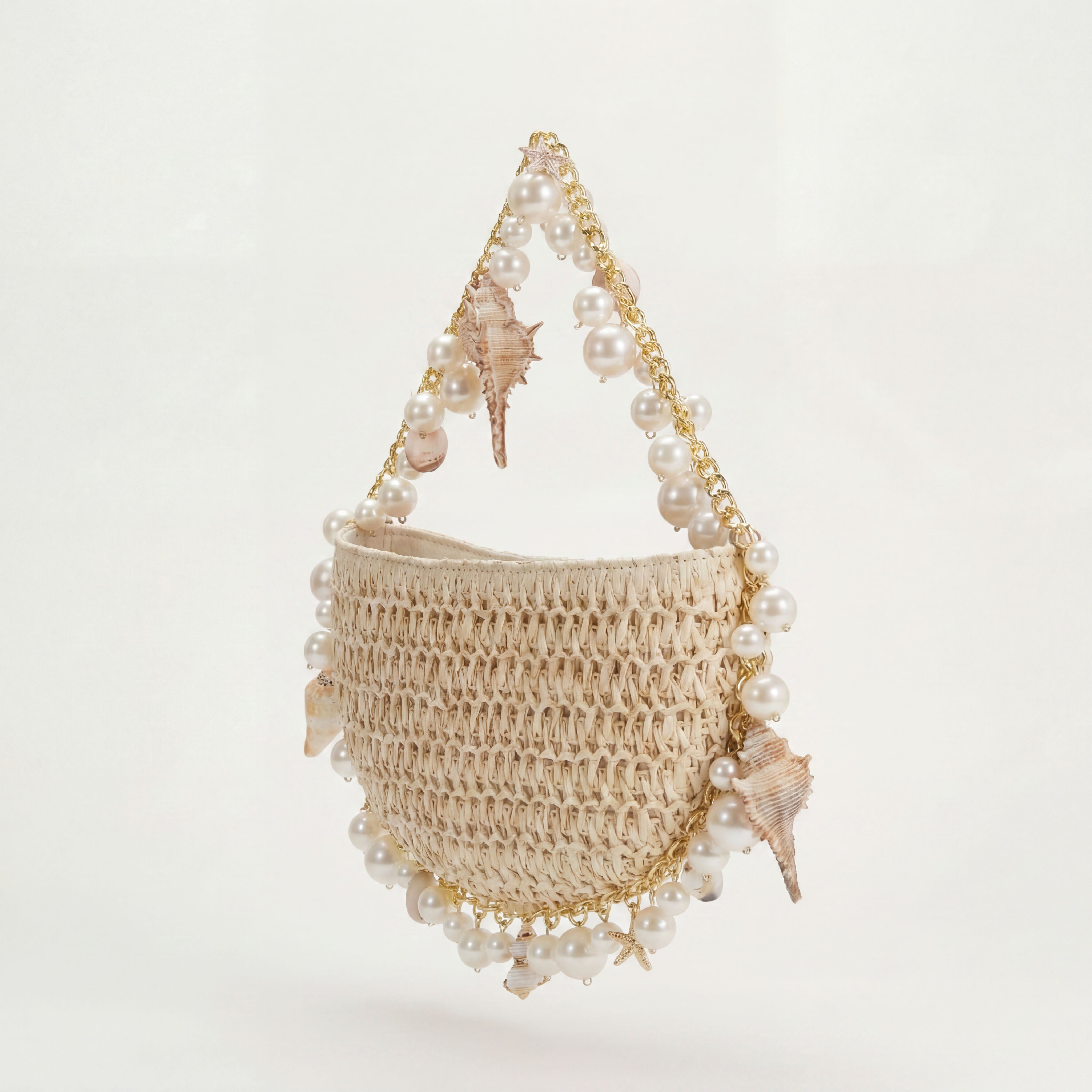 Sable Crème mini raffia shoulder bag styled for summer, Bahari by Vohandas