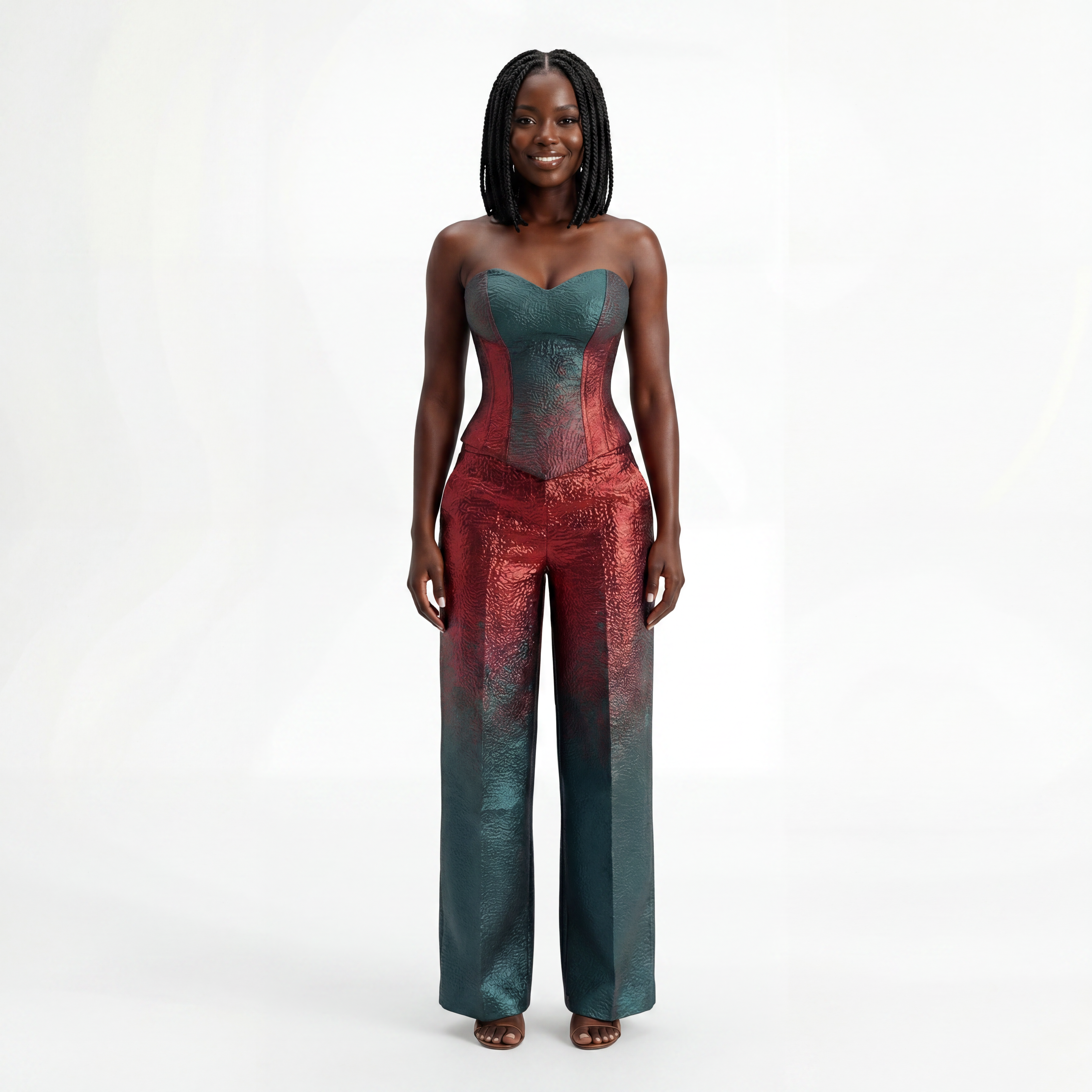 Crimson & Teal Zari Pant Set