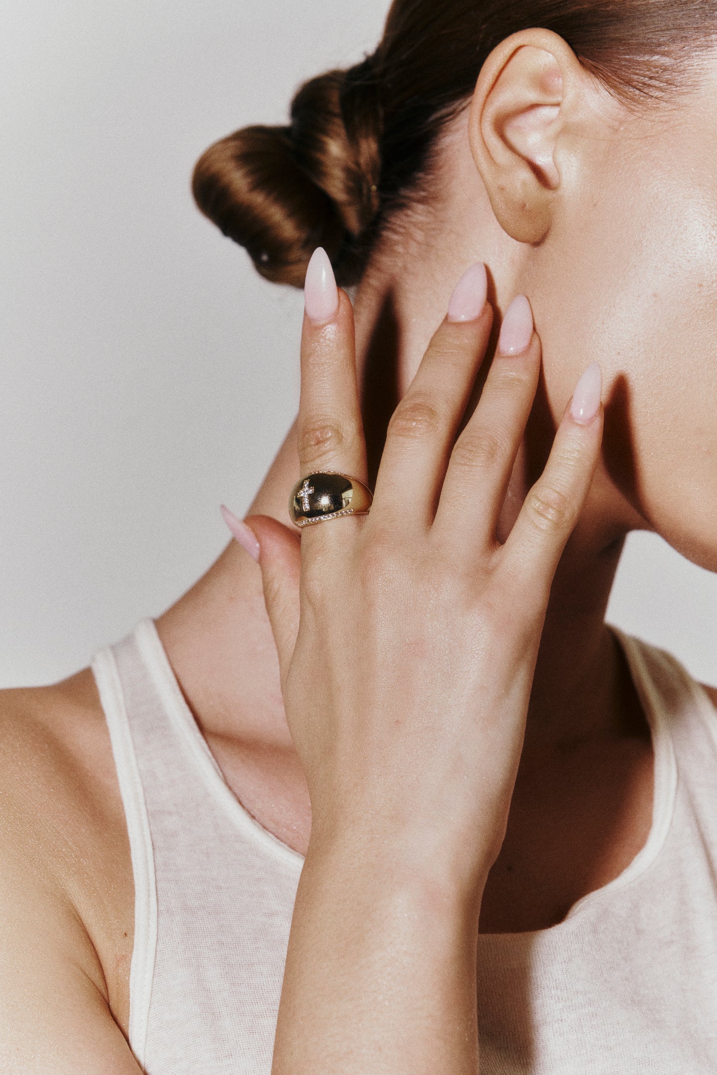 Gold Anna Cross Dome Ring