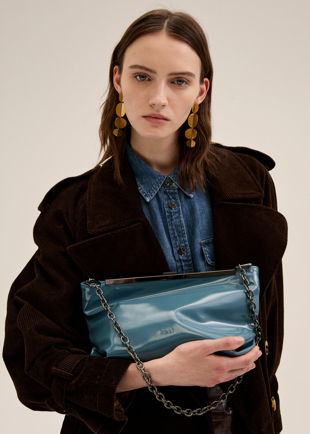 Lea Glossy Patent Leather Clutch