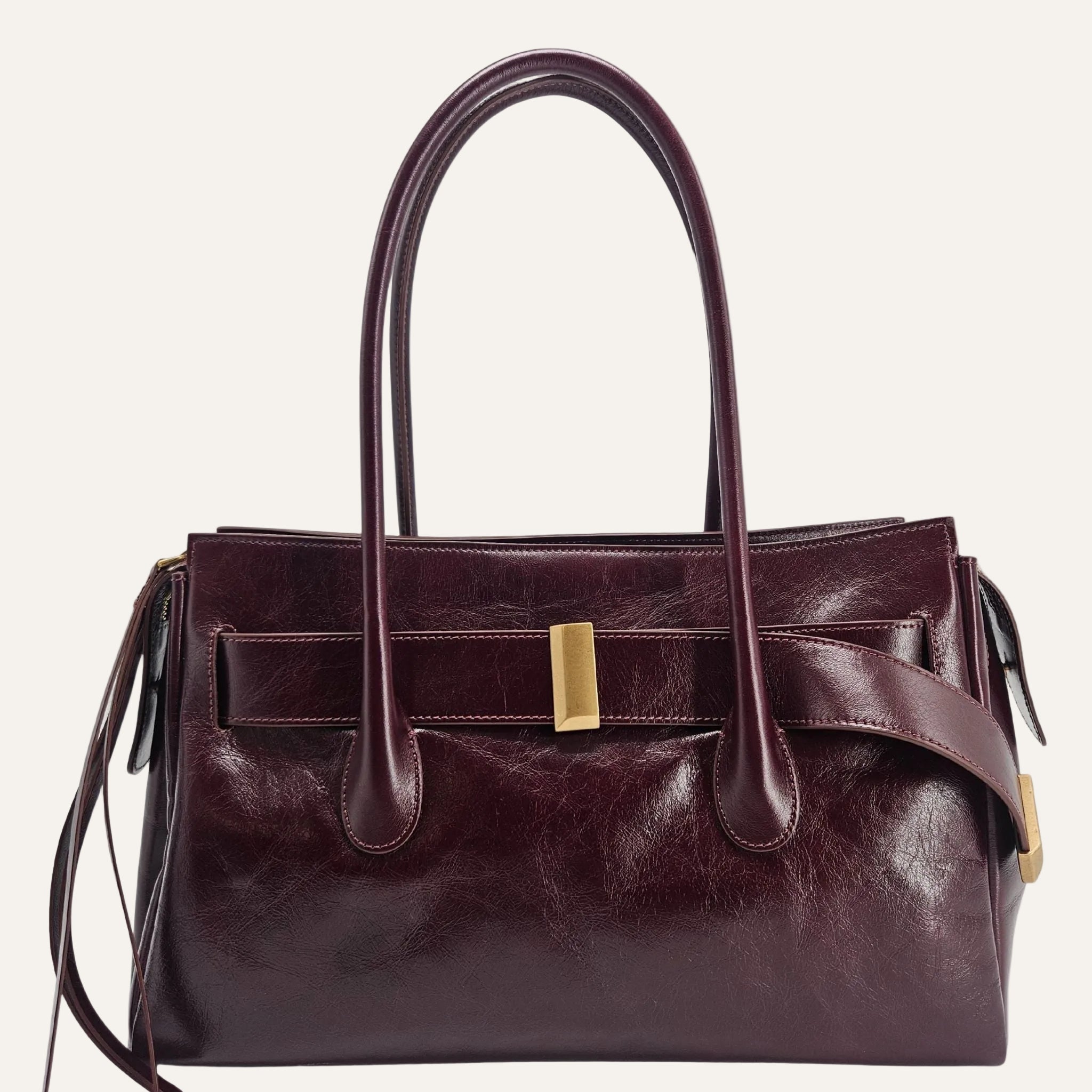 Emeralda Burgundy Leather Shoulder Bag
