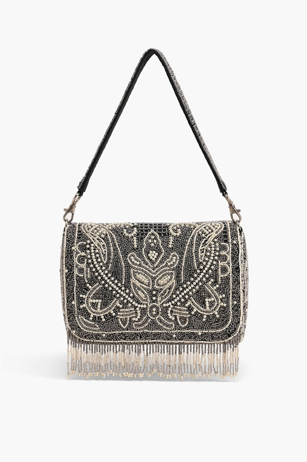 Smoked Pearl Hand Beaded Shoulder Bag