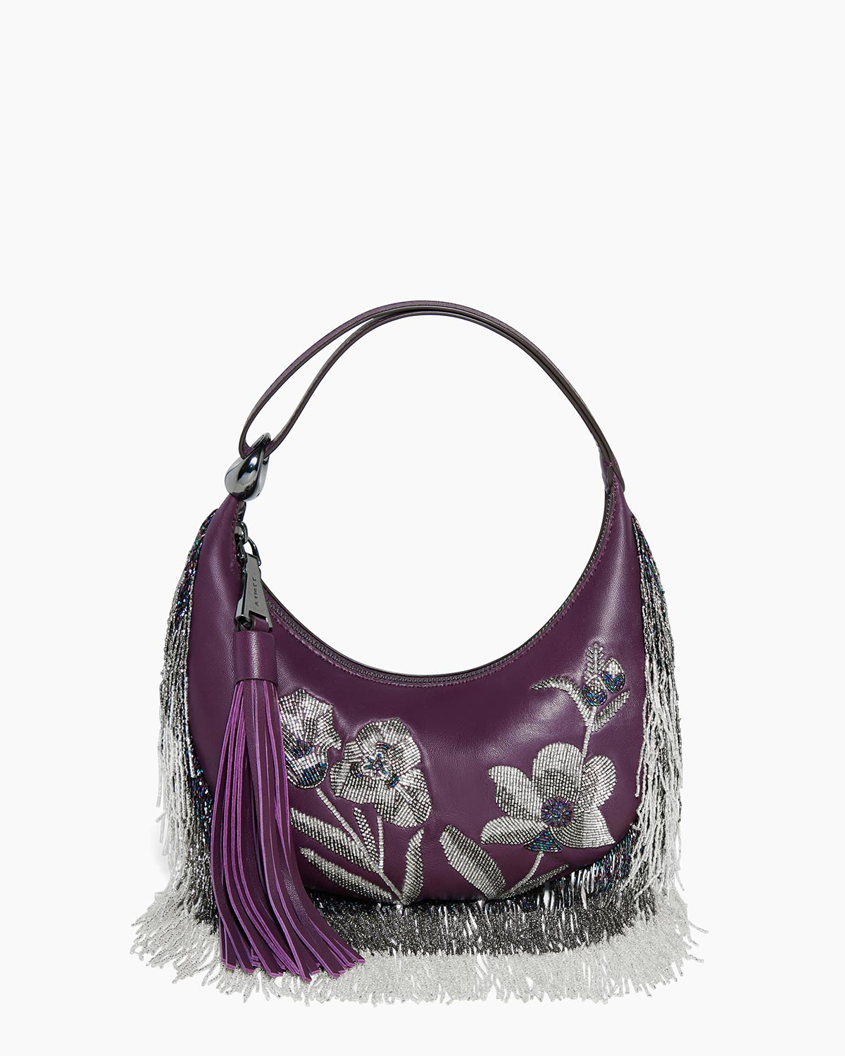 Autumn Plum Beaded Shoulder Bag