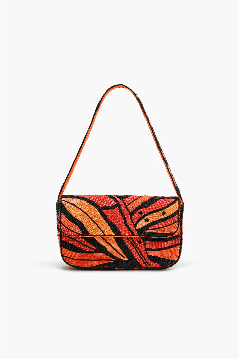 Orange Petal Canopy Beaded Shoulder Bag