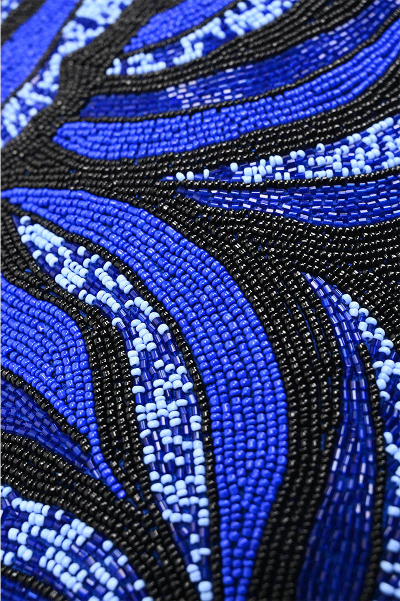 Sapphire Swirl Blue Beaded Shoulder Bag