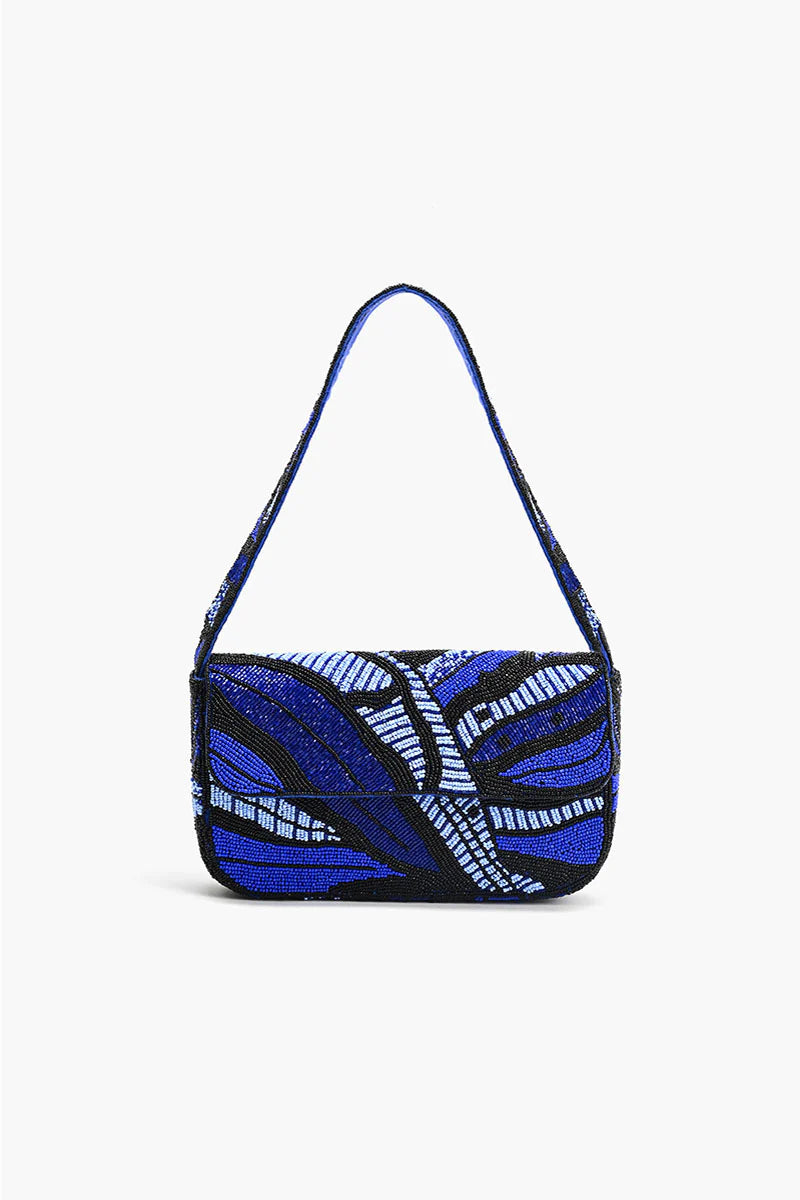 Sapphire Swirl Blue Beaded Shoulder Bag