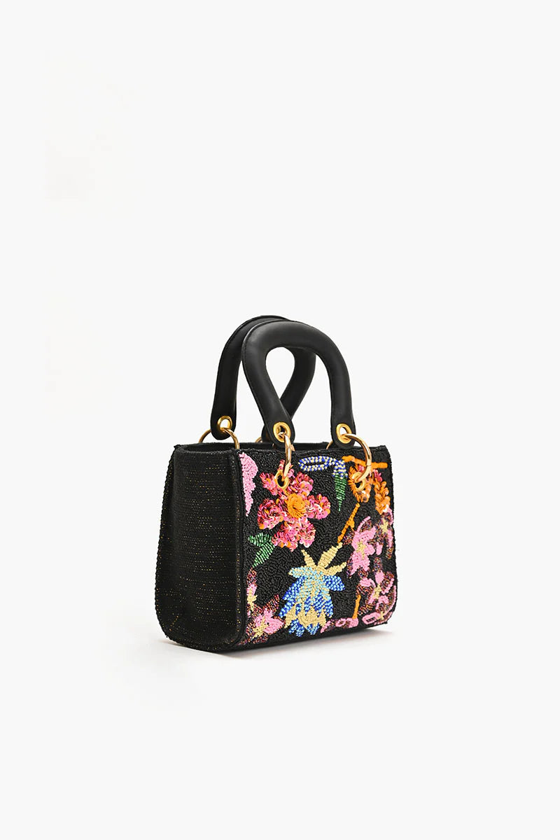 Midnight Floral Beaded Mini Evening Bag