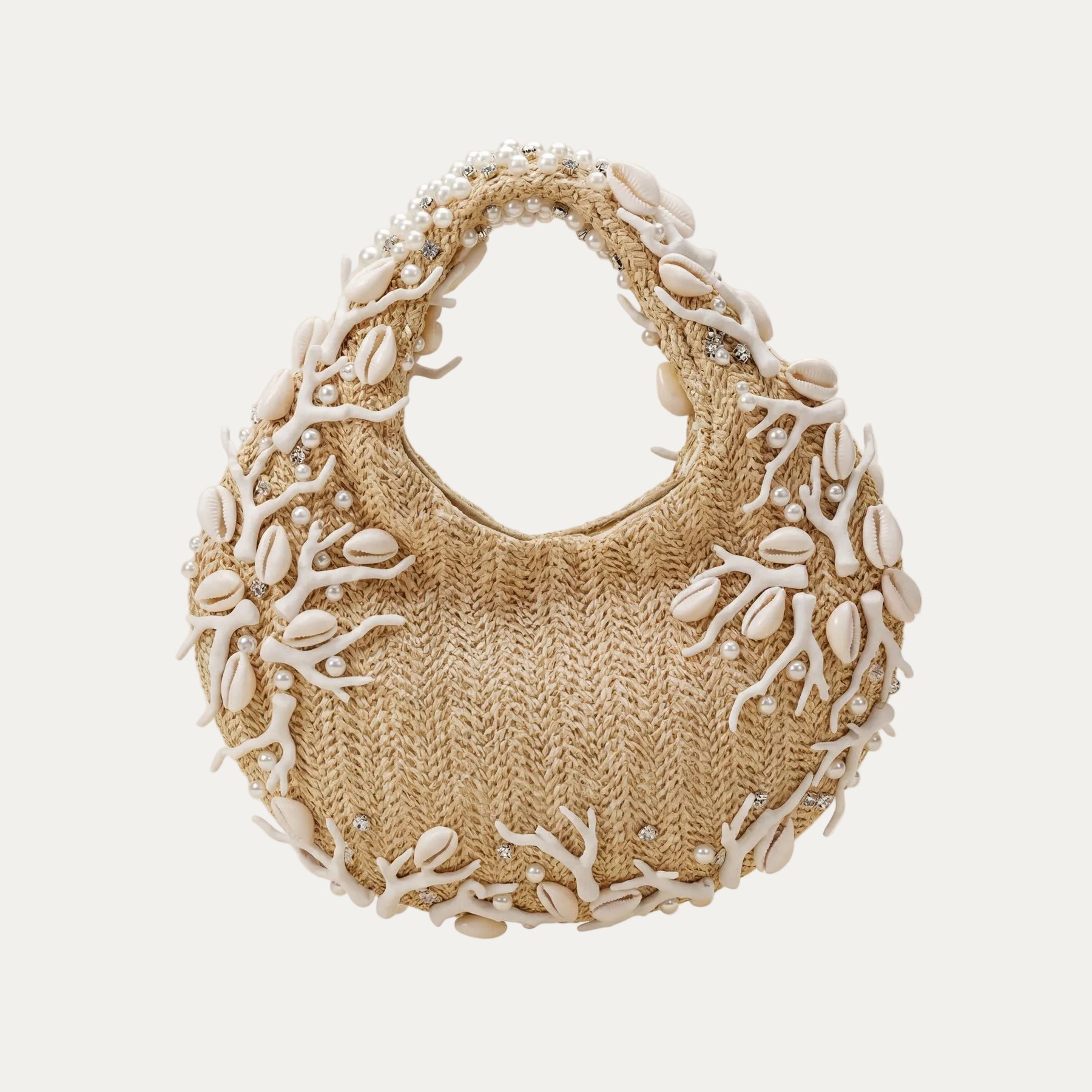 Lamu Raffia Shell & Coral Bag - Beige