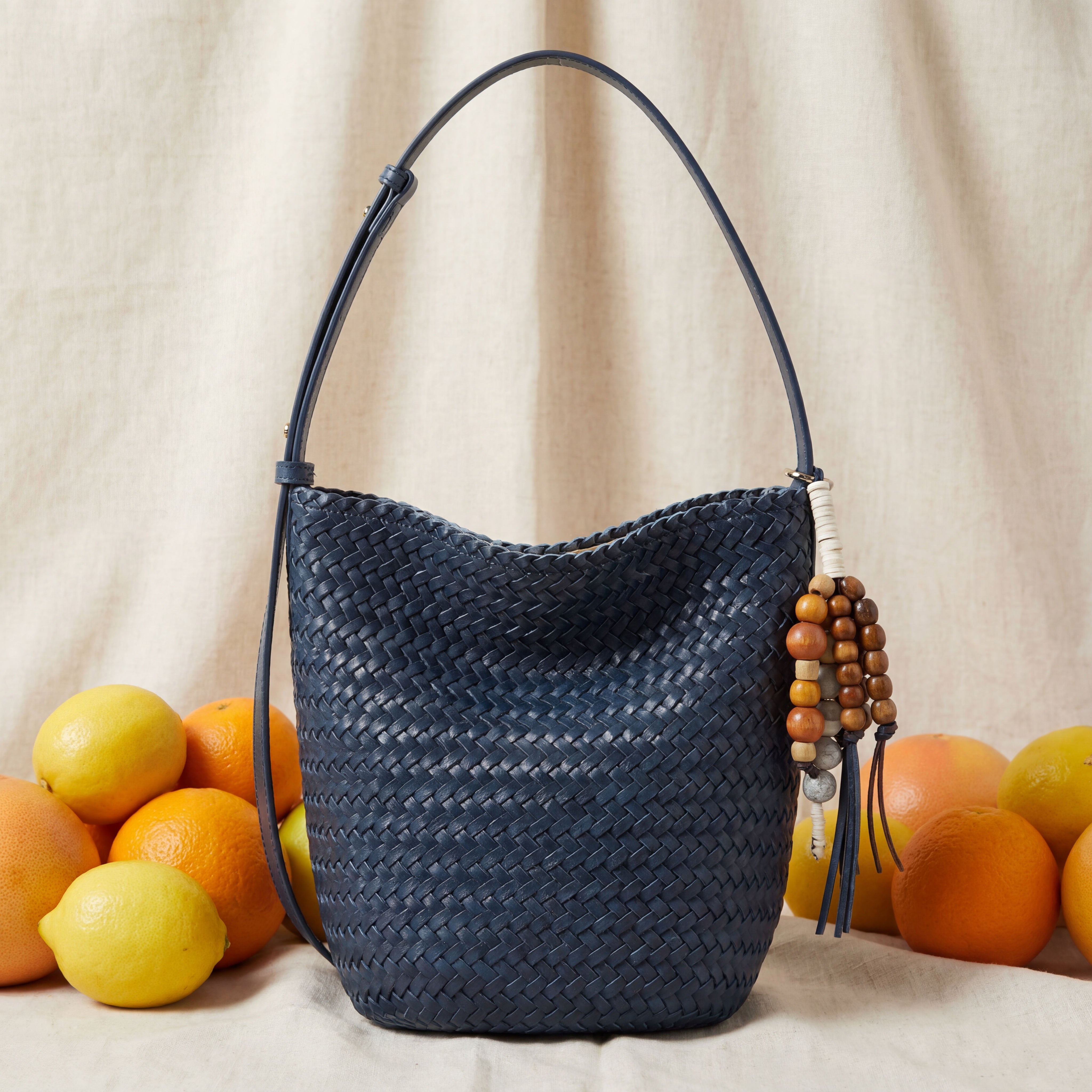 Kiondo Woven Bucket Bag in Navy-4