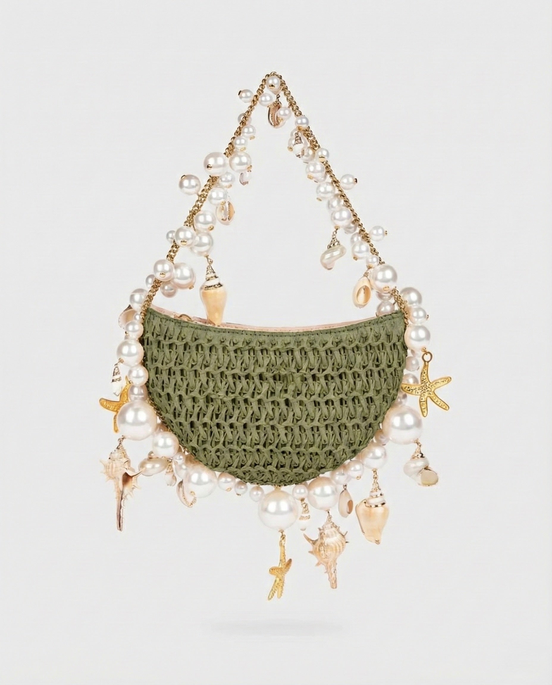 Bahari Raffia Shoulder Bag - Verde Palma