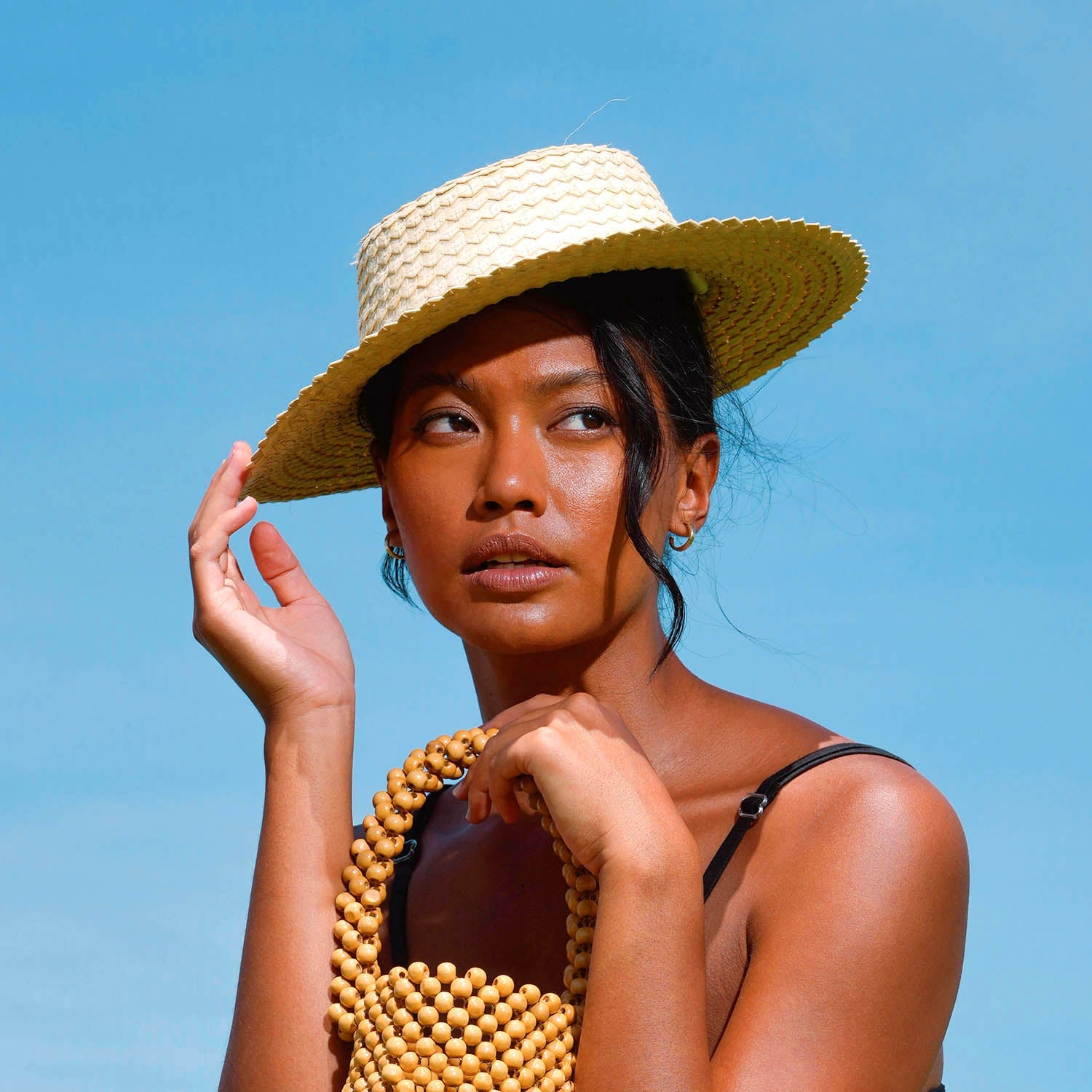 Celeste Woven Straw Hat In Beige-6