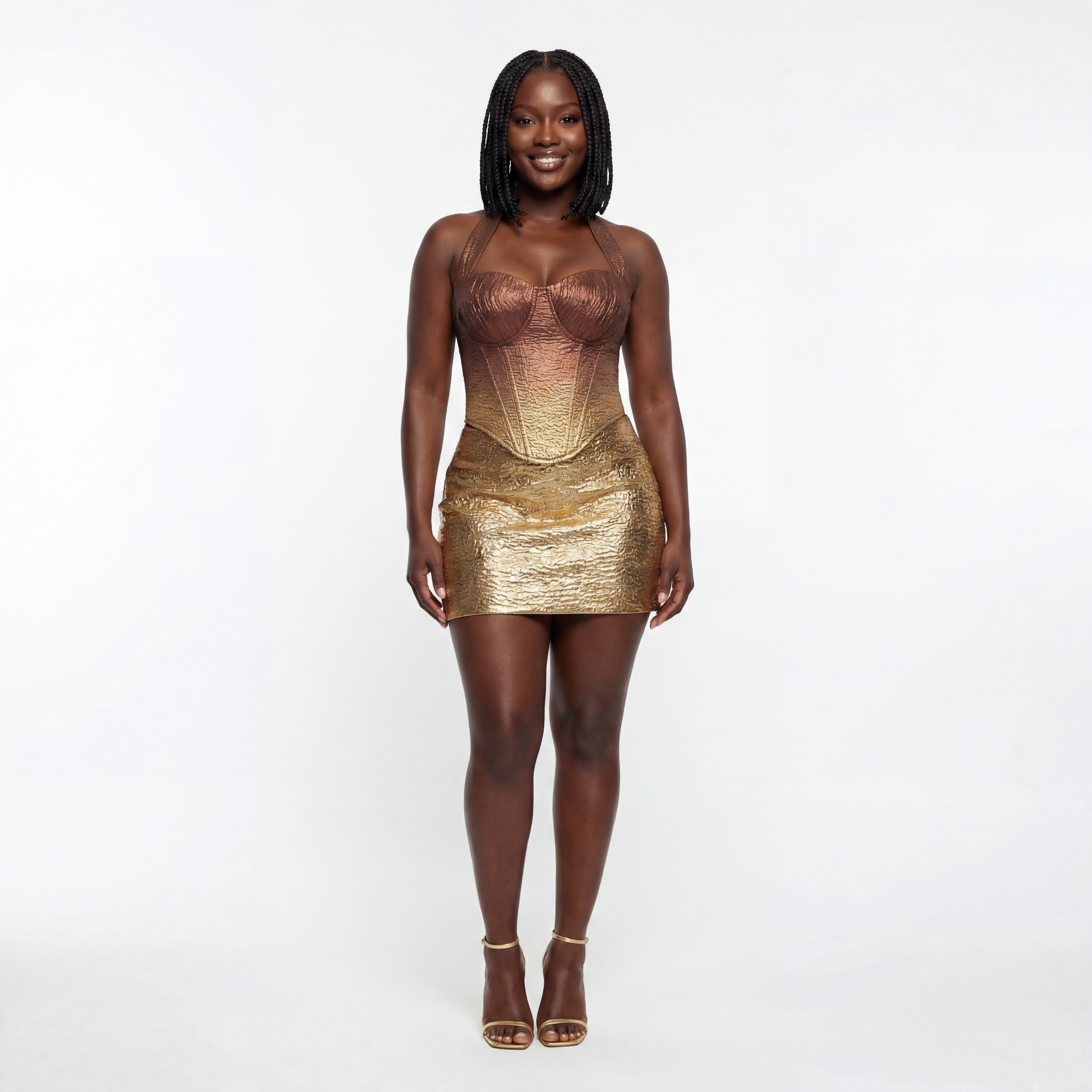 Bronze Ombré Zari Skirt Set