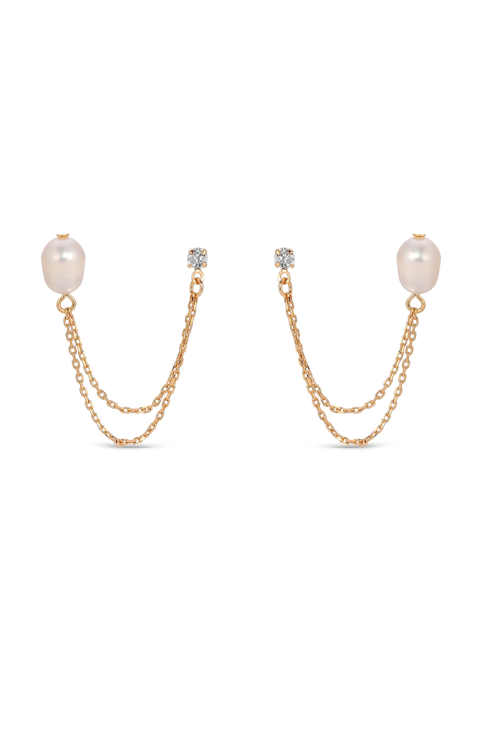 Double Piercing Freshwater Pearl Earring