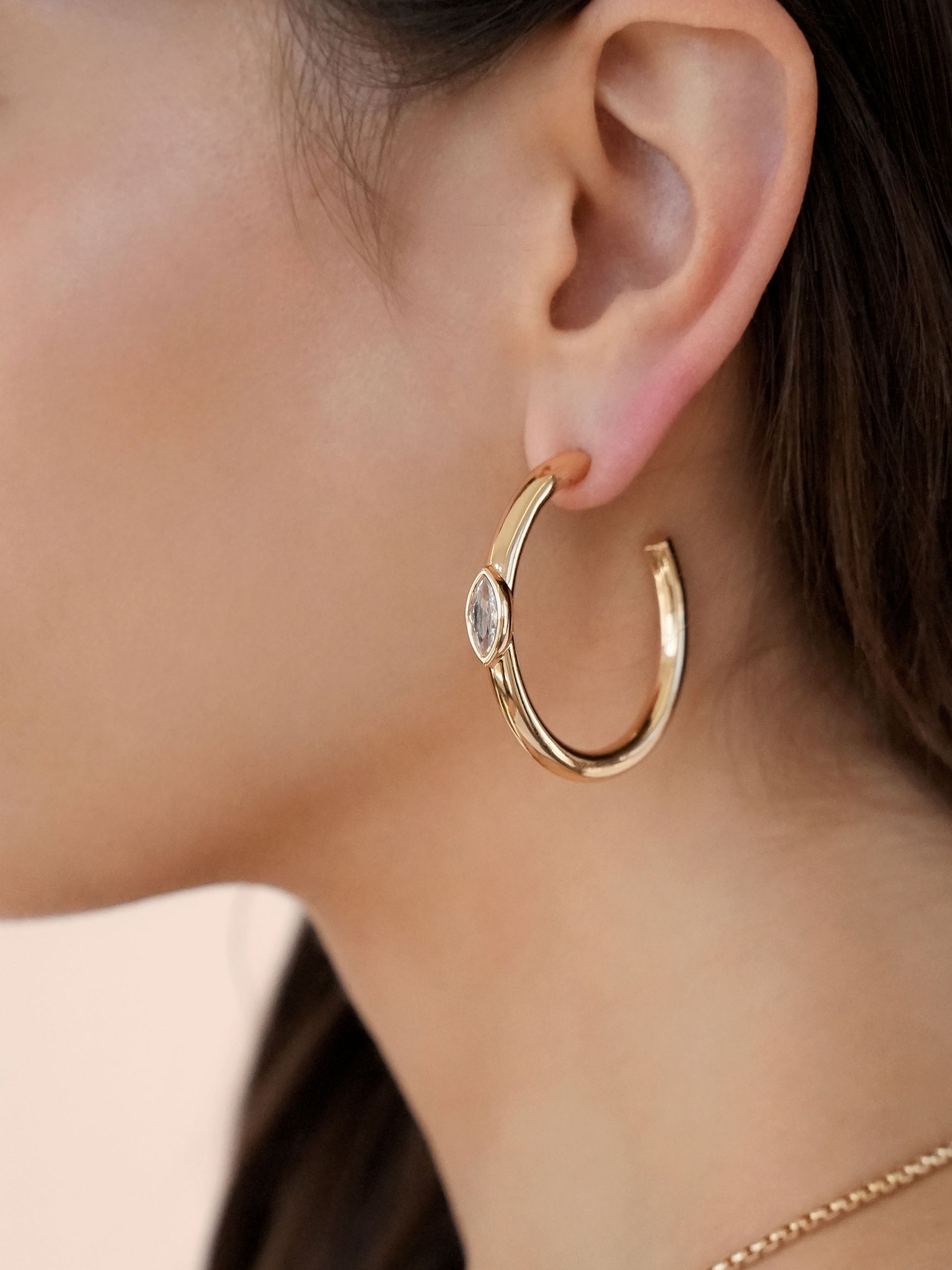 Large Marquise Crystal Hoops-2
