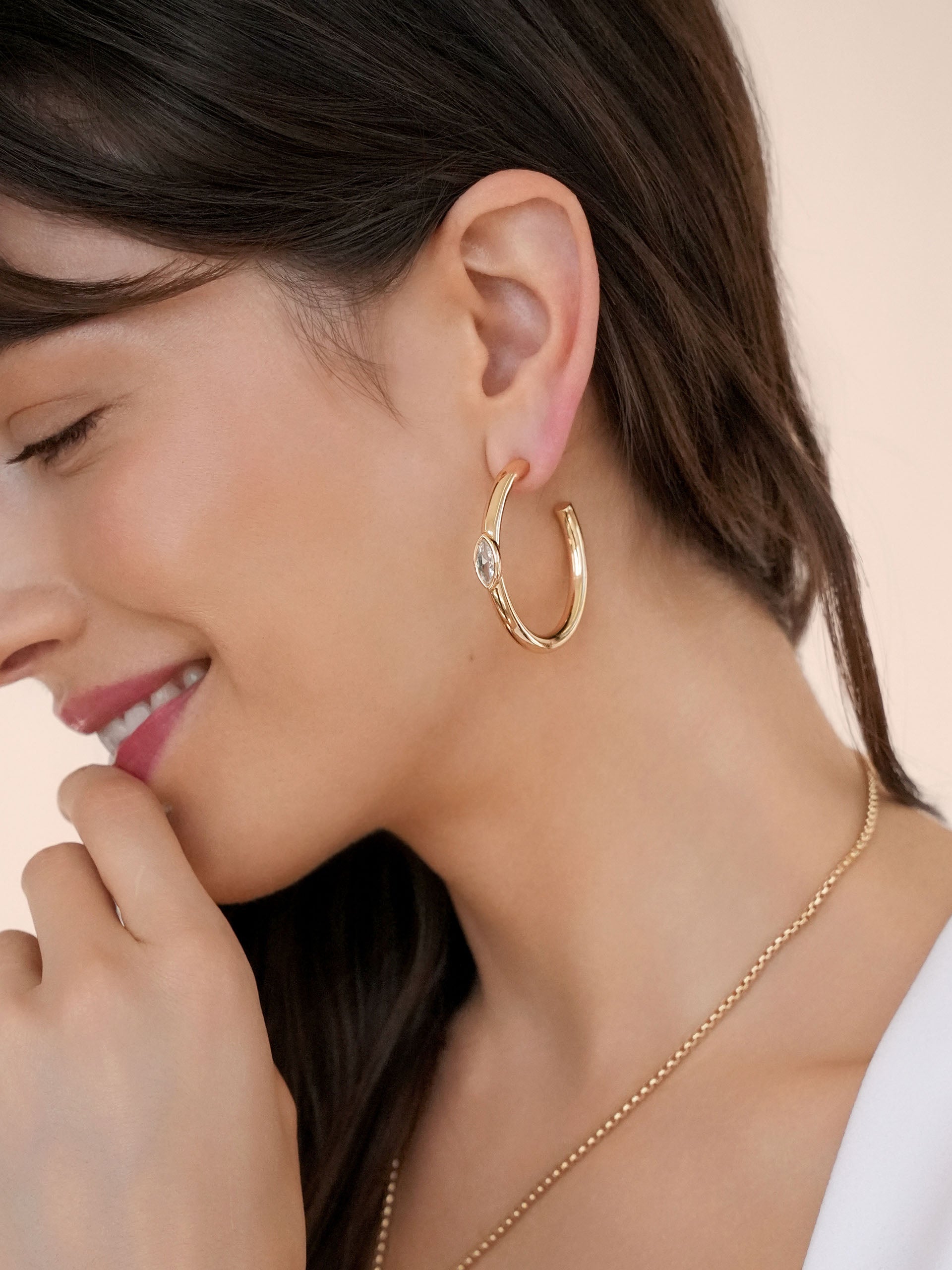 Large Marquise Crystal Hoops-4