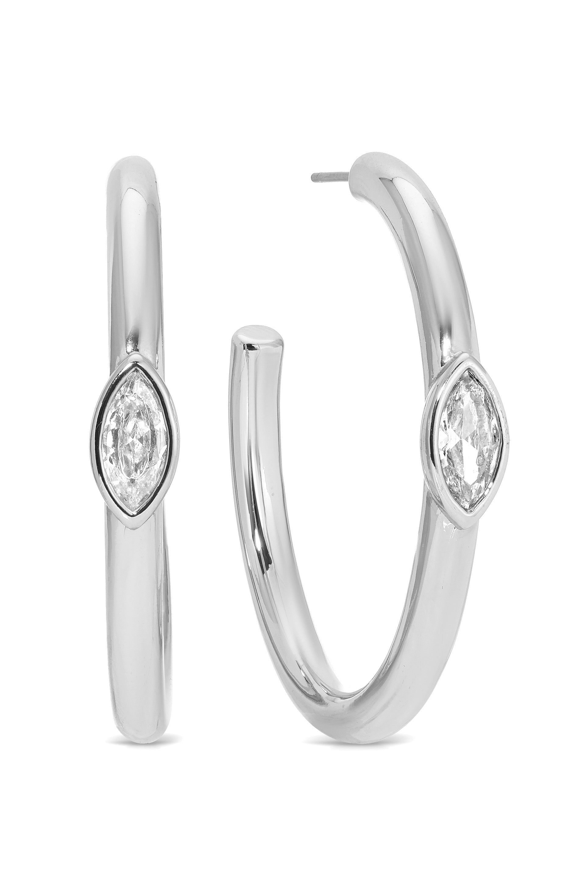 Large Marquise Crystal Hoops-7