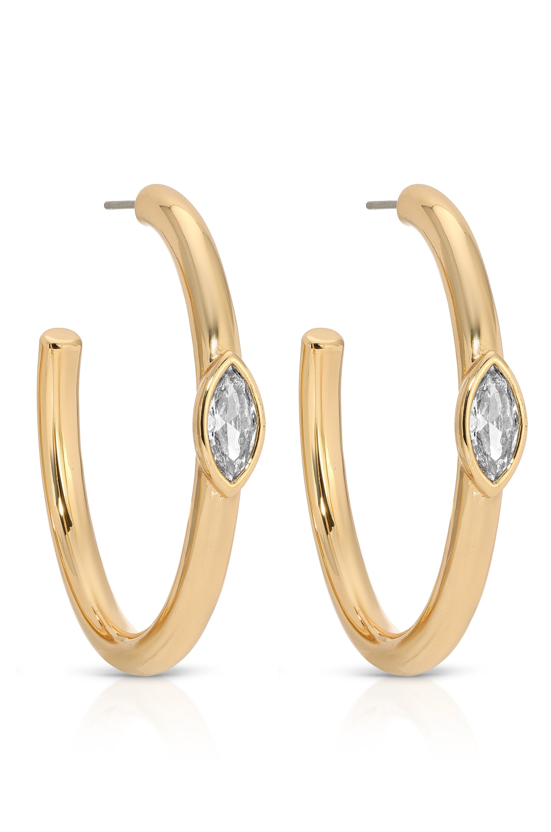 Large Marquise Crystal Hoops-5