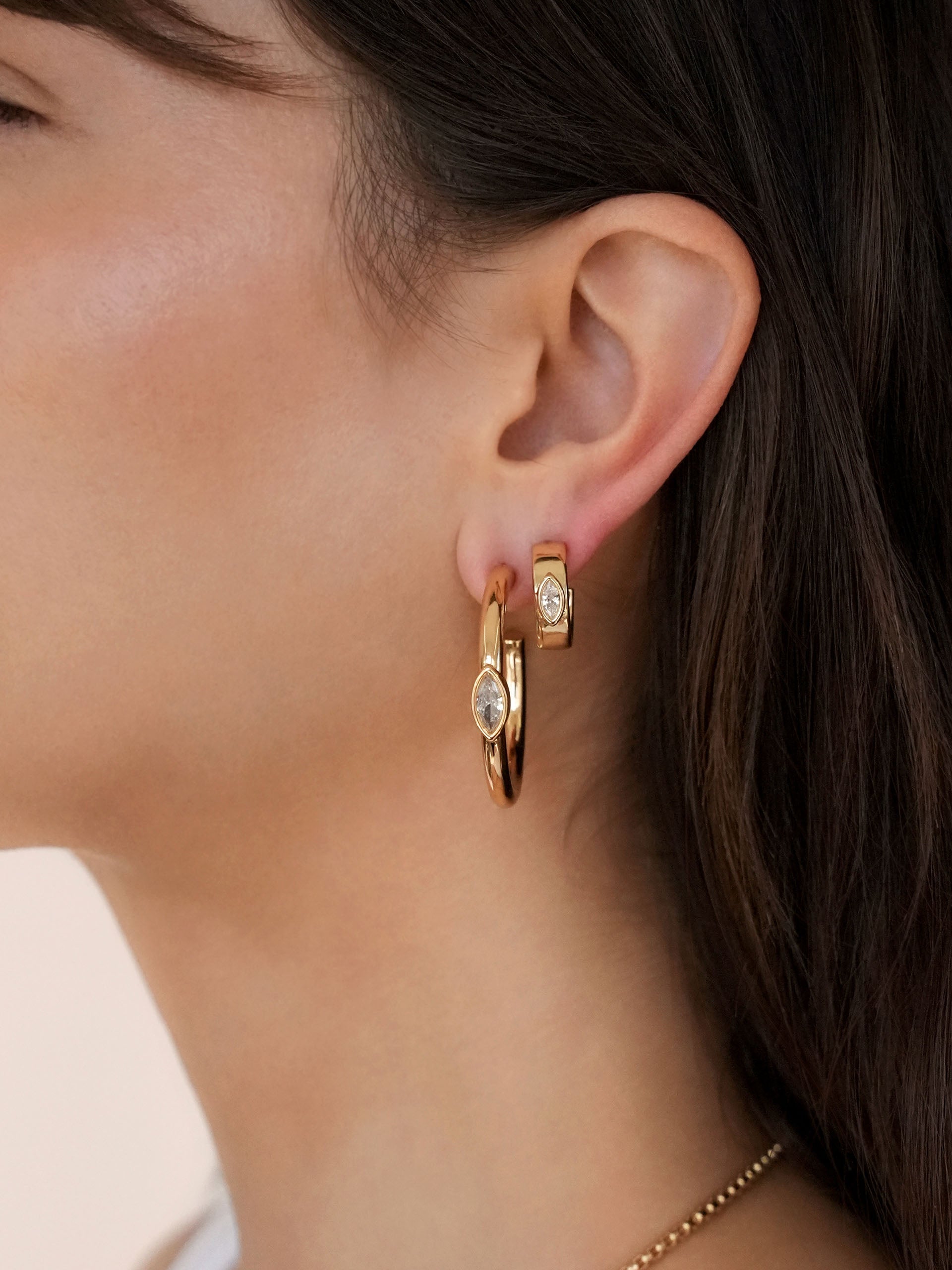 Small Marquise Crystal Hoops-6