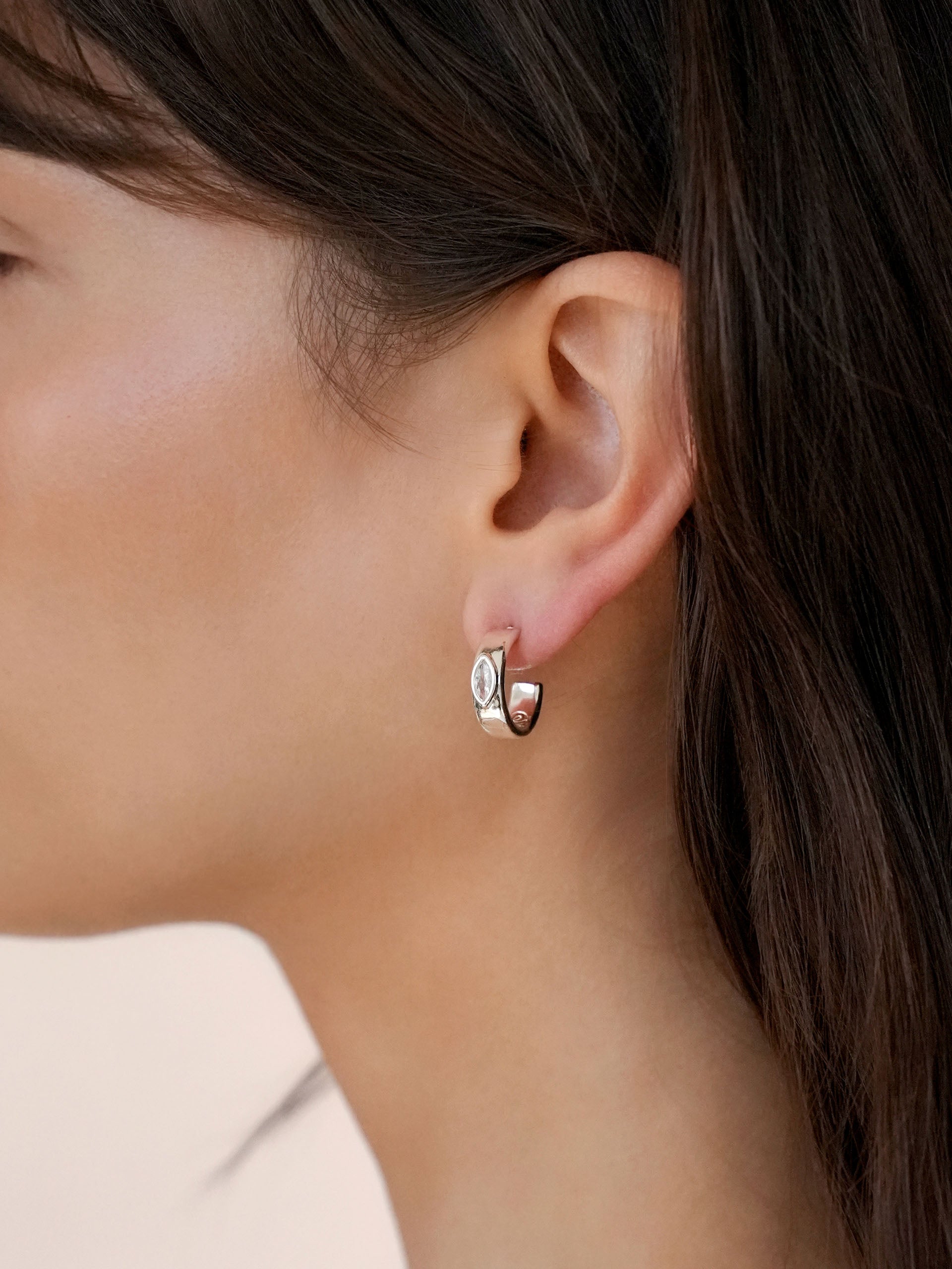 Small Marquise Crystal Hoops-7