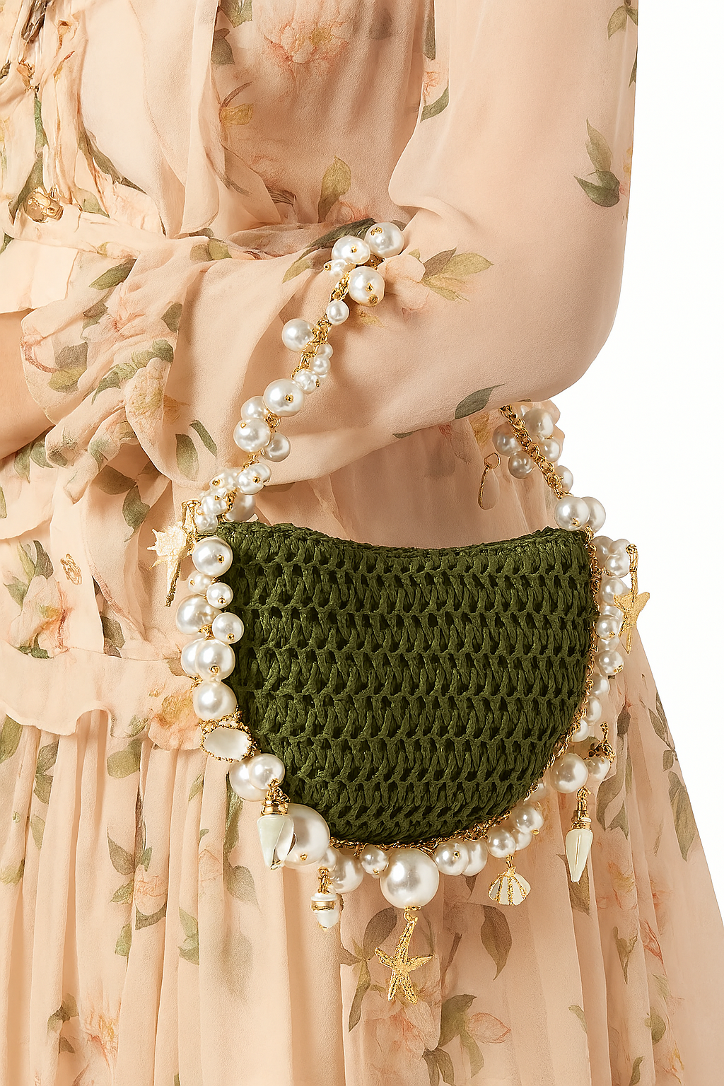 Bahari Raffia Shoulder Bag - Verde Palma
