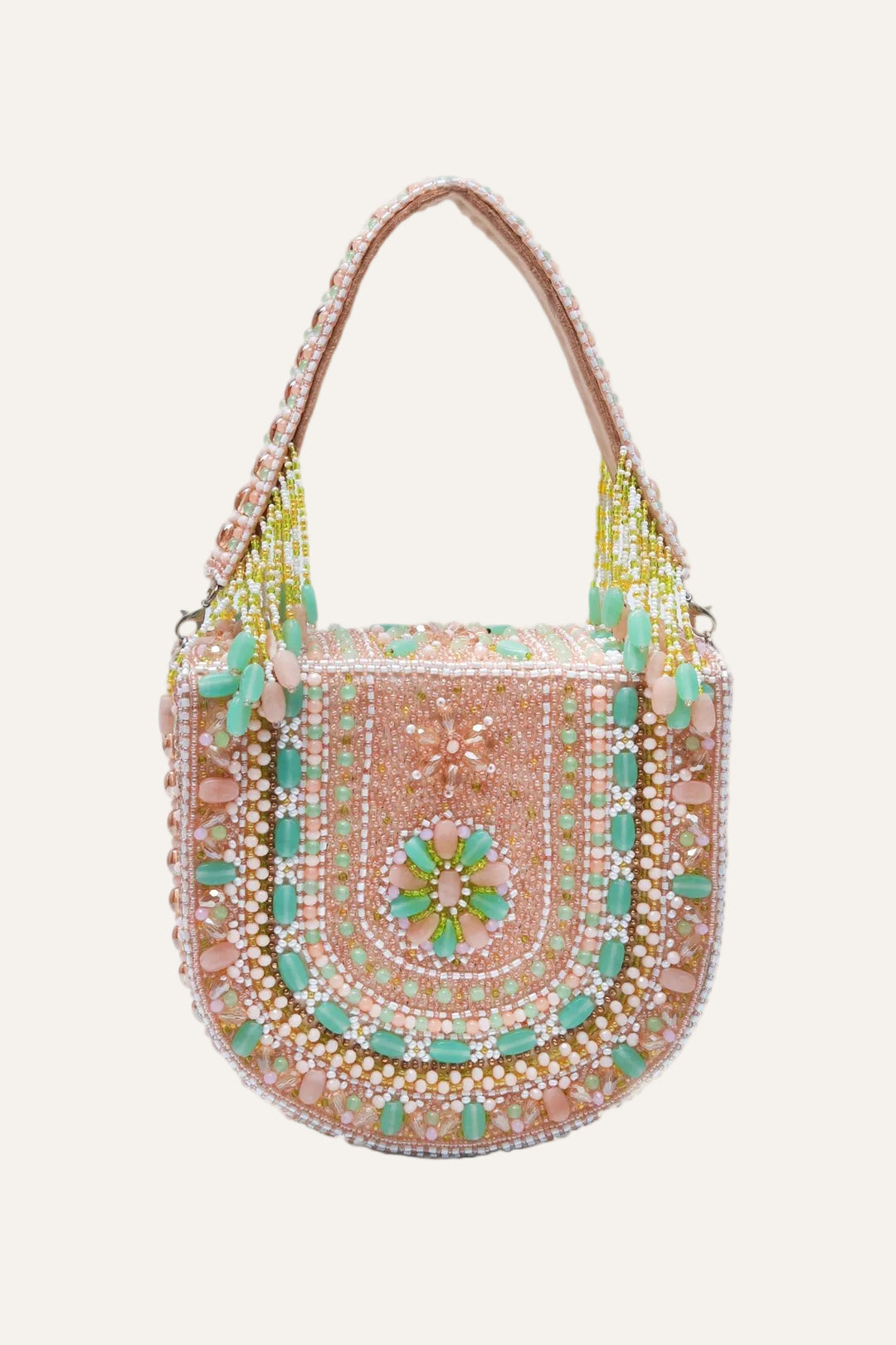 Opal Bloom Beaded Top Handle Bag