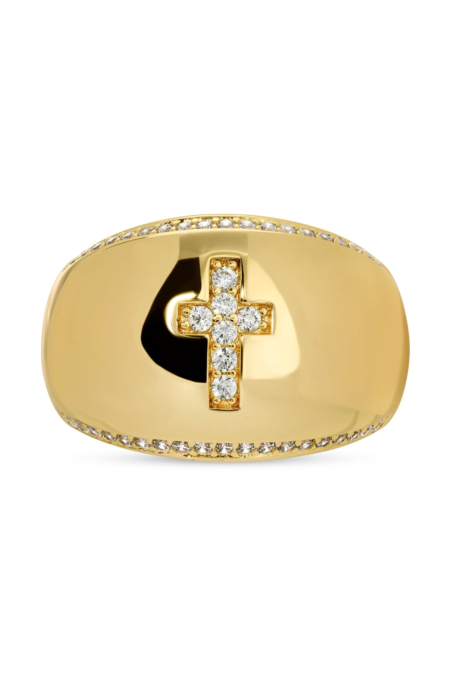 Gold Anna Cross Dome Ring