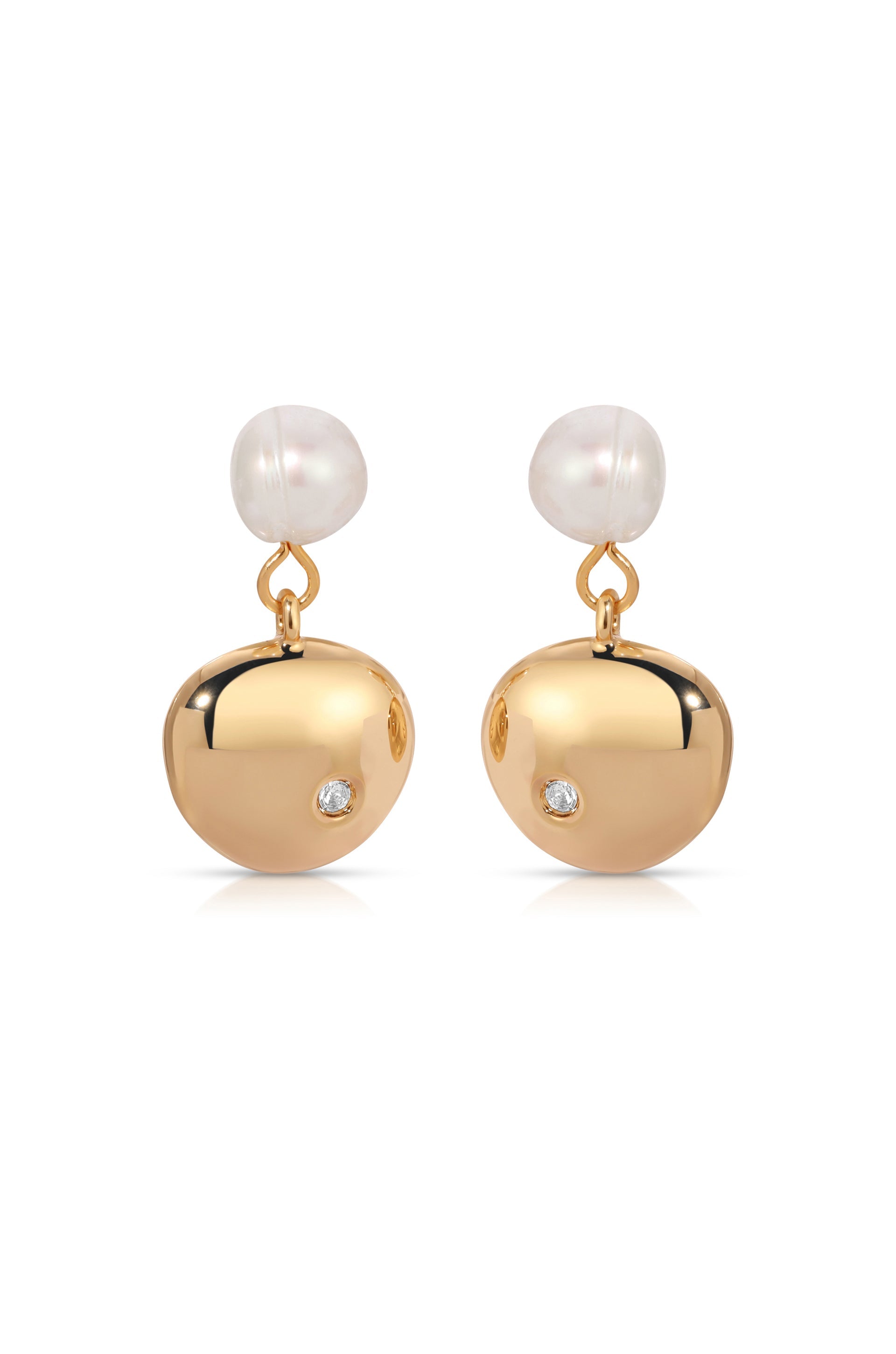 Small Pebble and Pearl Dangle Earrings