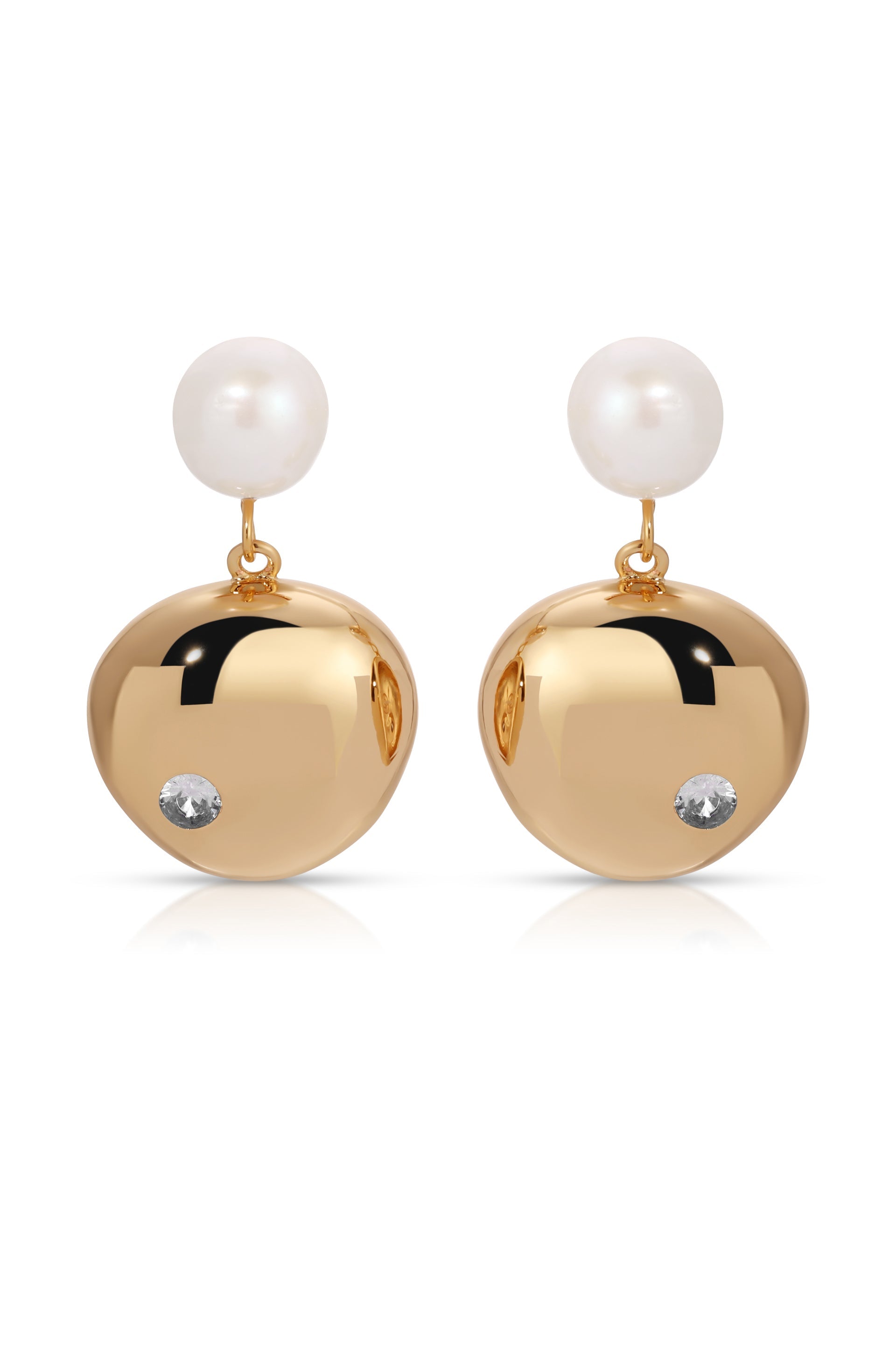 Large Pebble and Pearl Dangle Earrings