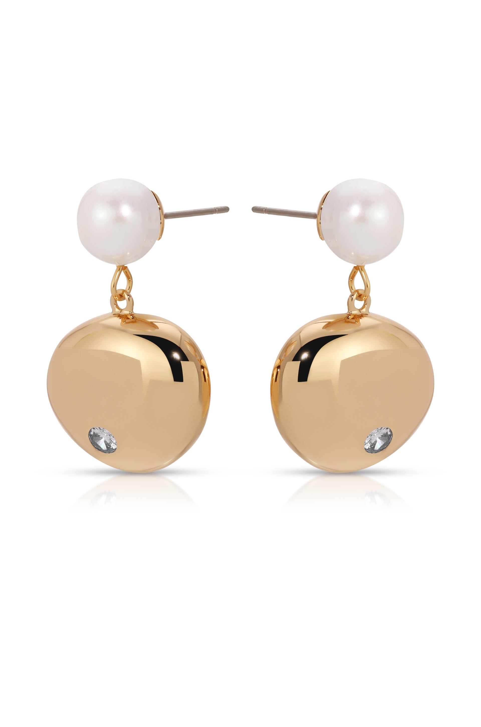 Large Pebble and Pearl Dangle Earrings-4