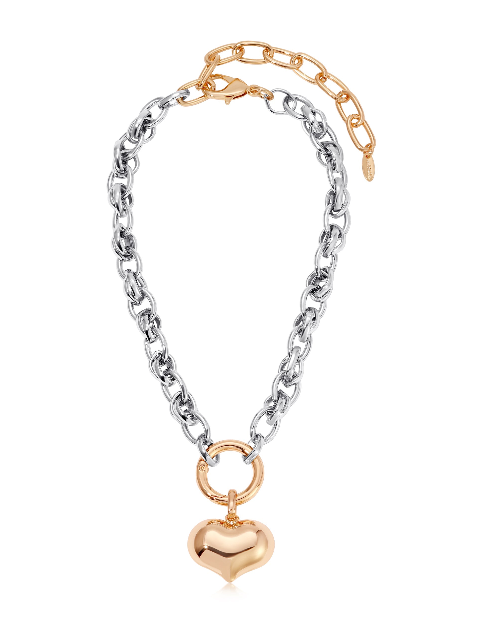 Locked in Mixed Metal Heart Necklace-4