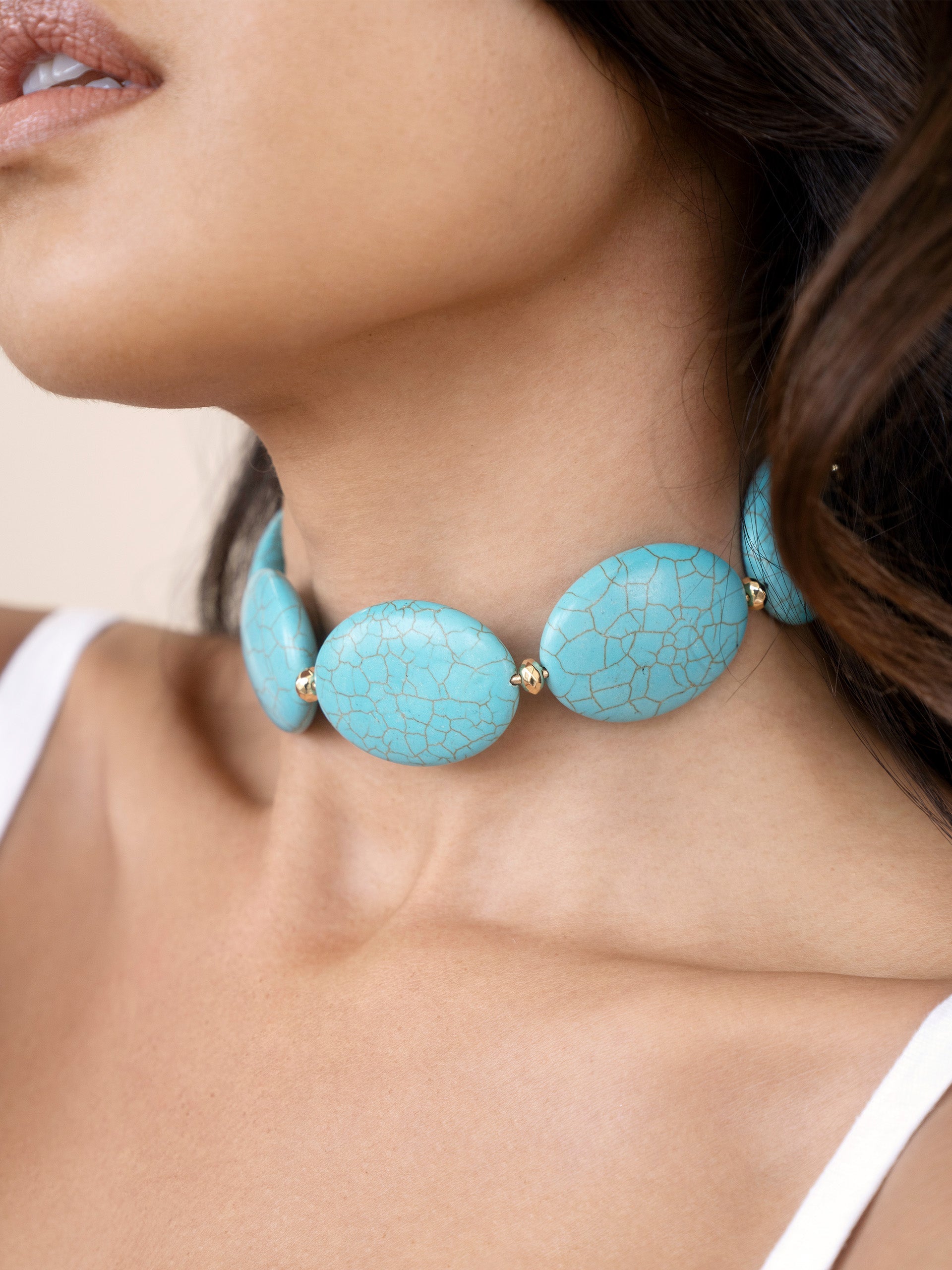 Oval Turquoise Stones Statement Choker-4
