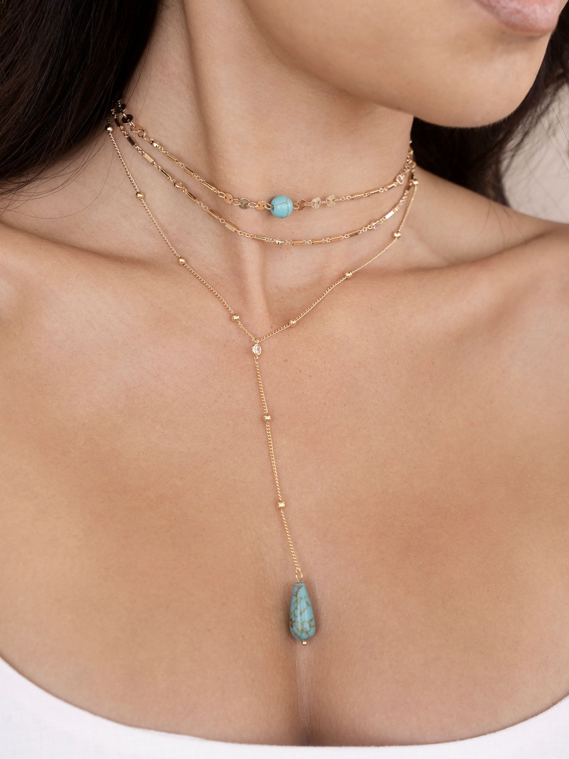 Forever Falling Turquoise Lariat-2