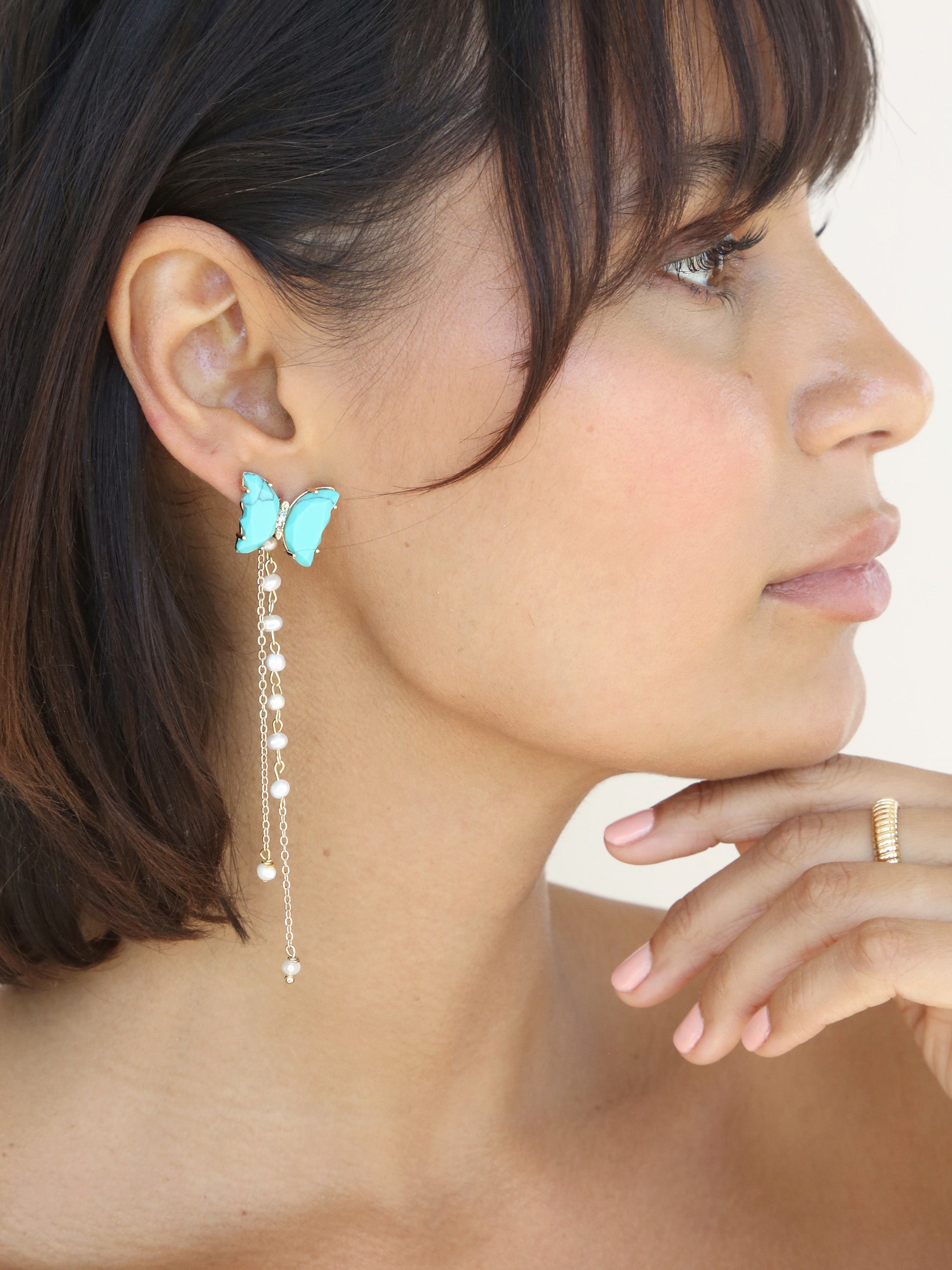 Turquoise Butterfly Dangle Earrings-5