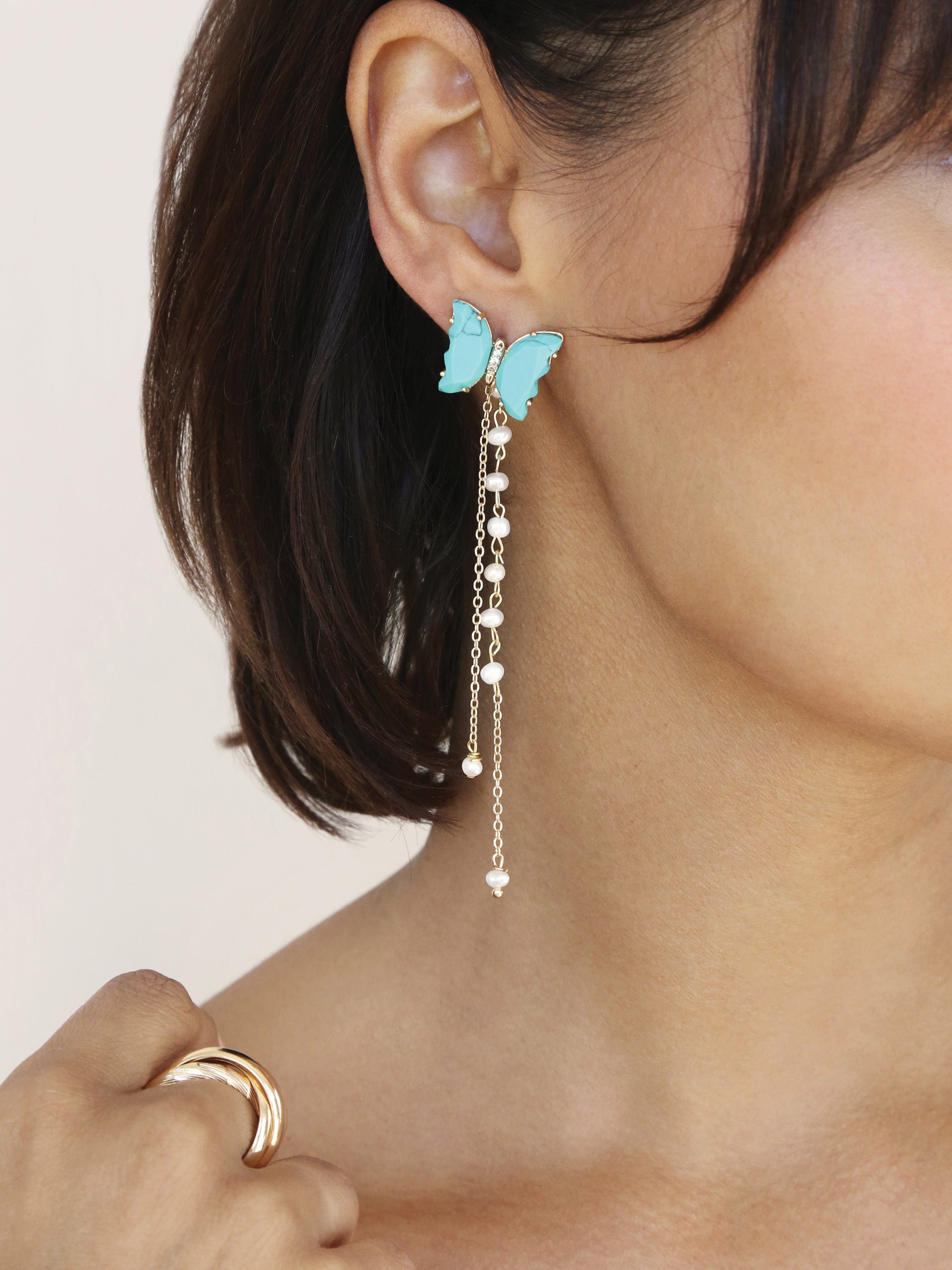 Turquoise Butterfly Dangle Earrings-6